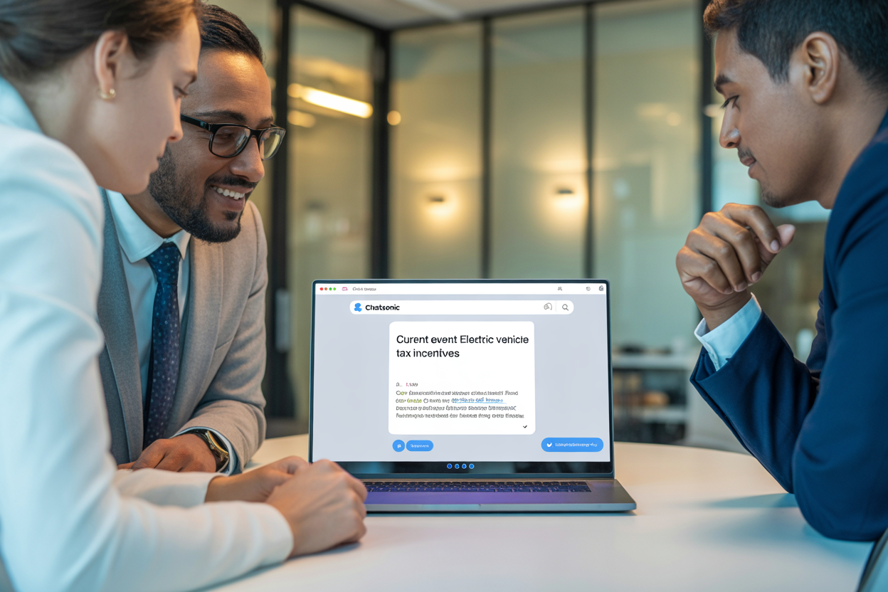 A screenshot of the Chatsonic interface showing a user prompt about a current event and the AI's web-connected response.