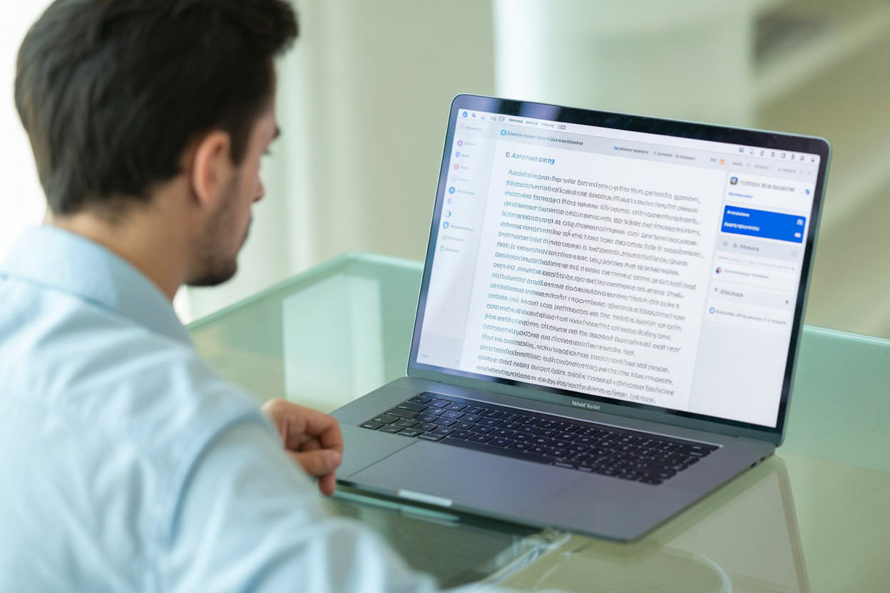 A screenshot showing the user interface of an AI writing tool, with text being generated in an editor.