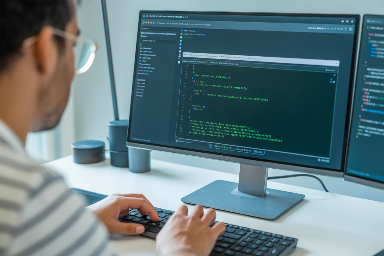 A developer's screen showing a code editor with a custom Apify 'actor' script for web scraping.
