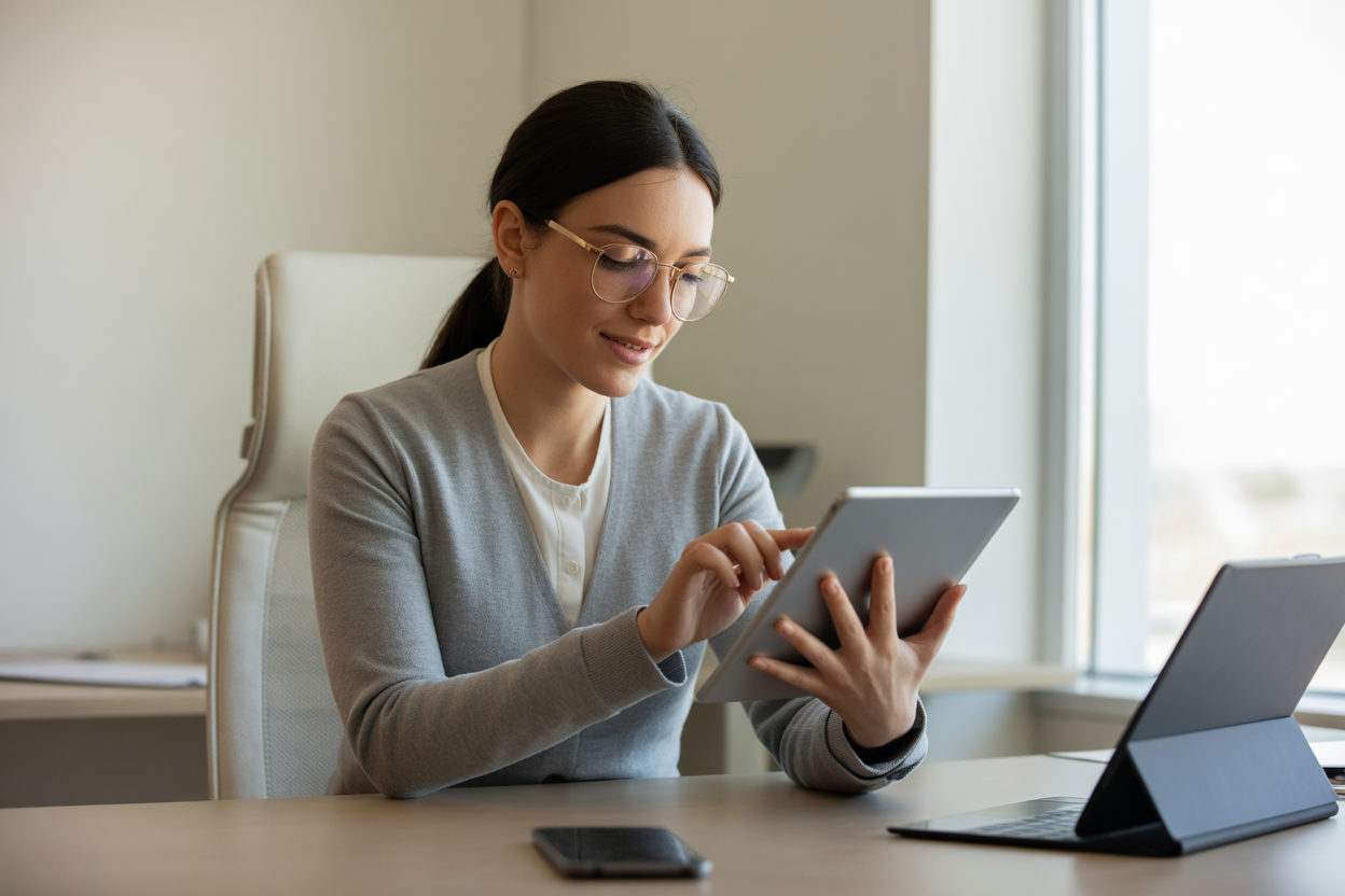 A stylized image of a person having a conversation with a friendly robot, symbolizing the iterative prompting process to humanize AI text.