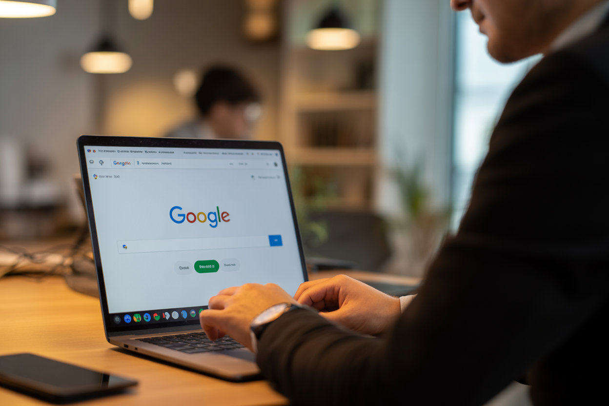 Capture d'écran de l'interface de Google Gemini, montrant un prompt d'un entrepreneur demandant de rédiger un e-mail de marketing et la réponse générée par l'IA.