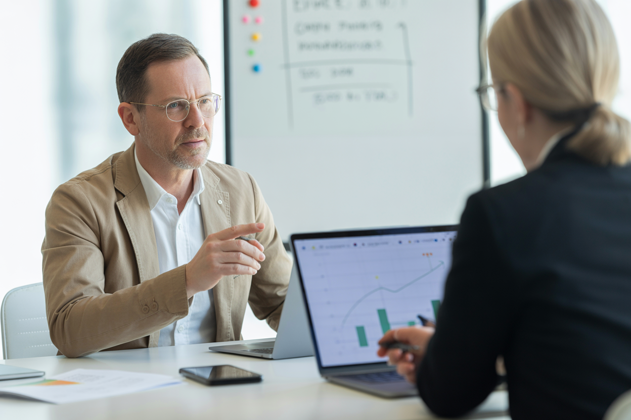 Un schéma simple qui montre les étapes du coaching : 1. Diagnostic, 2. Définition des objectifs, 3. Plan d'action, 4. Suivi.