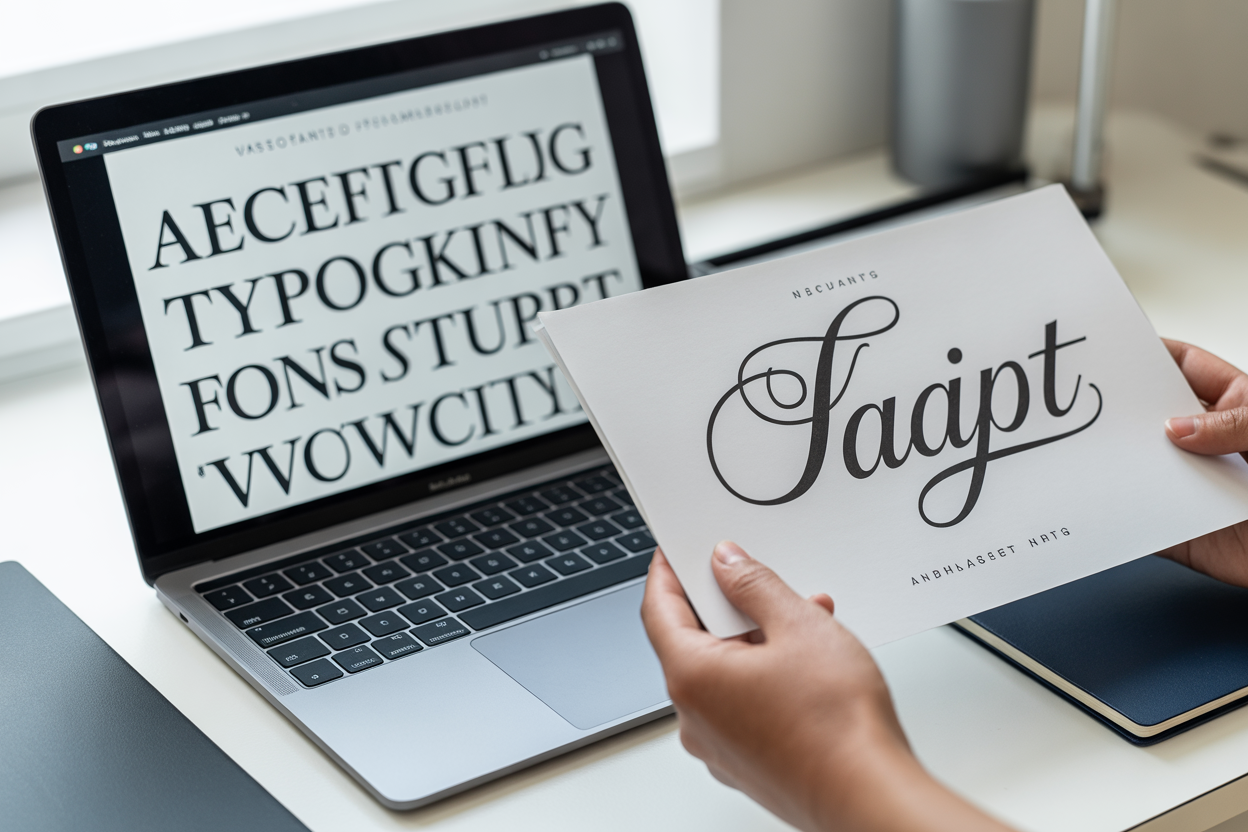 A collage showing off different font families like serif, sans-serif, and script to cover the basics of typography.