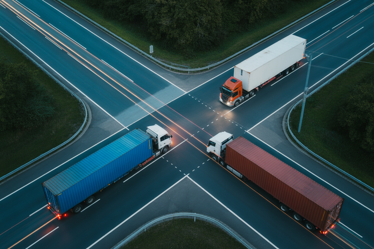 A cool world map showing trade routes between the US, Europe, India, and Ukraine. Glowing lines show where goods are flowing and where trouble spots could pop up.