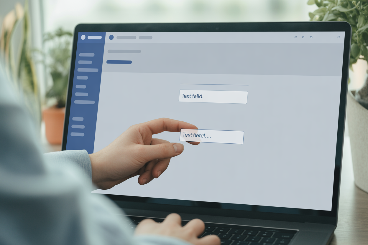 A clean screenshot of the Kleap user interface, showing the drag-and-drop form builder. The user is dragging a 'Text Input' field onto a form canvas that already contains 'Name' and 'Email' fields.