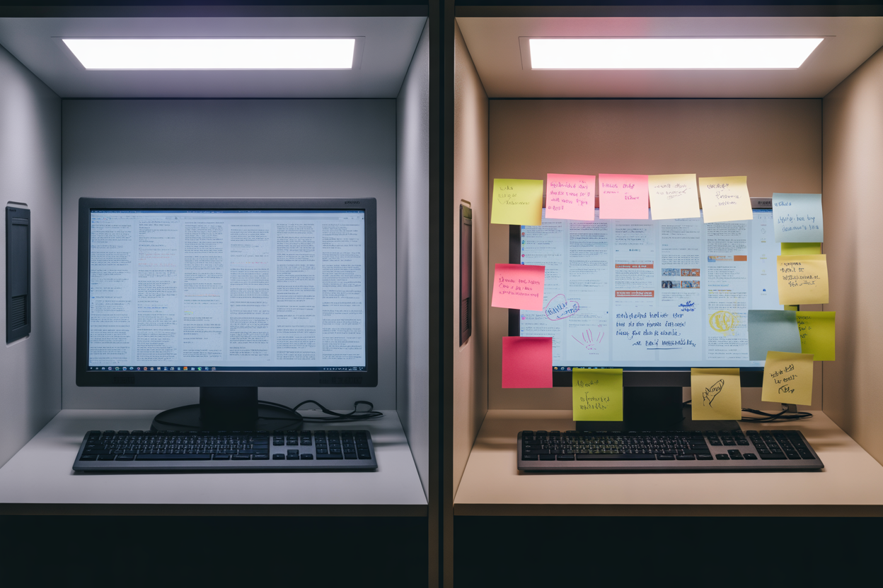 A split image showing a robotic, generic block of text on one side and a personalized, engaging paragraph with a human touch on the other side.