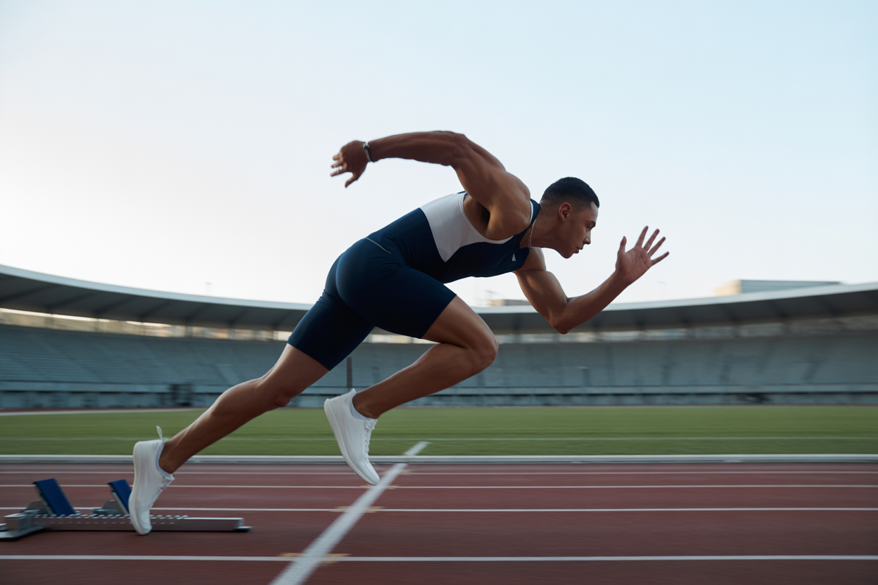 Imaginez un athlète qui dévale une piste de course, tout en puissance et en muscles : voilà l'image même de la performance explosive.