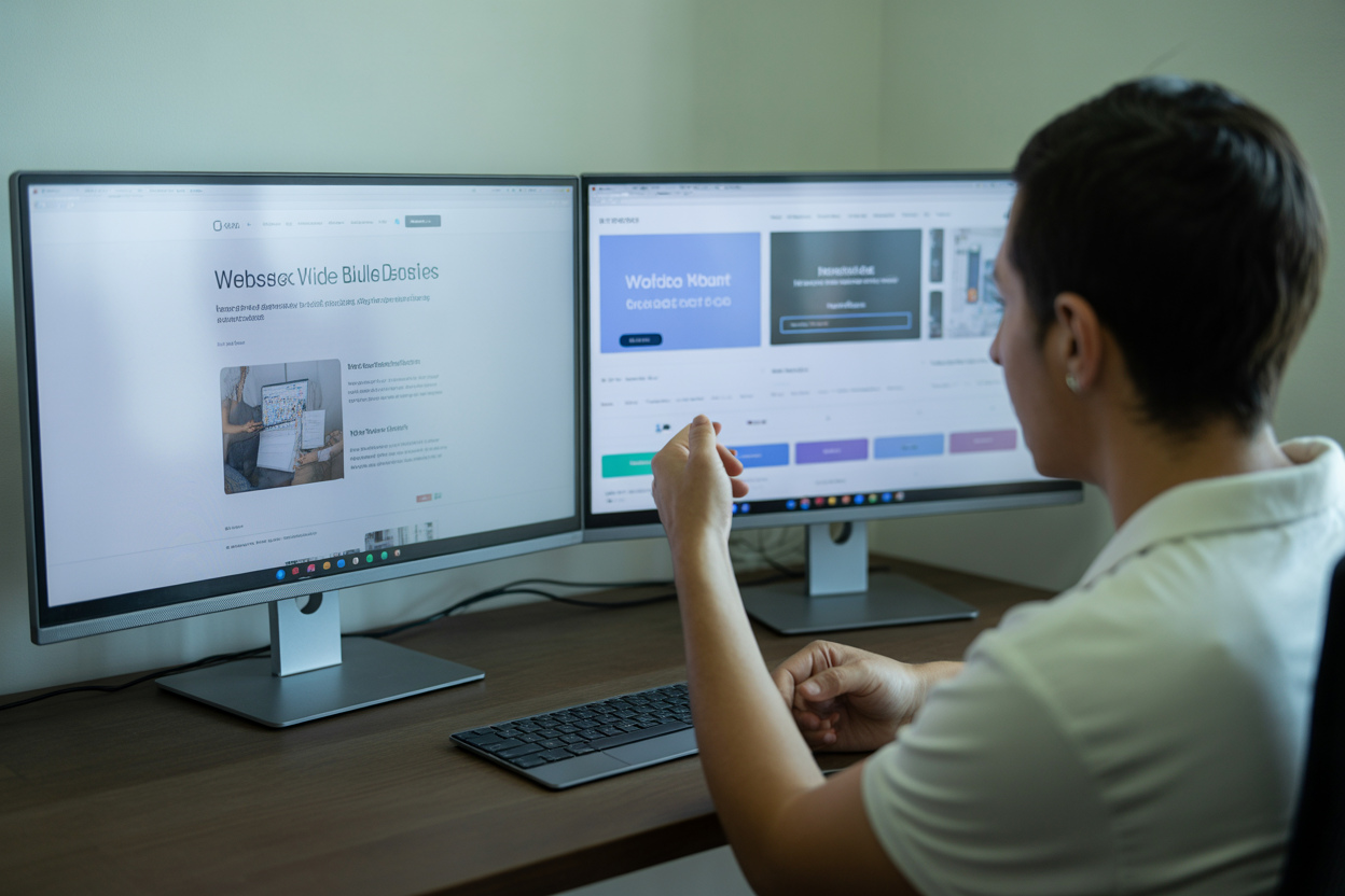 A split-screen showing the Wix editor interface next to Hostinger's, making the different design approaches and complexity clear.