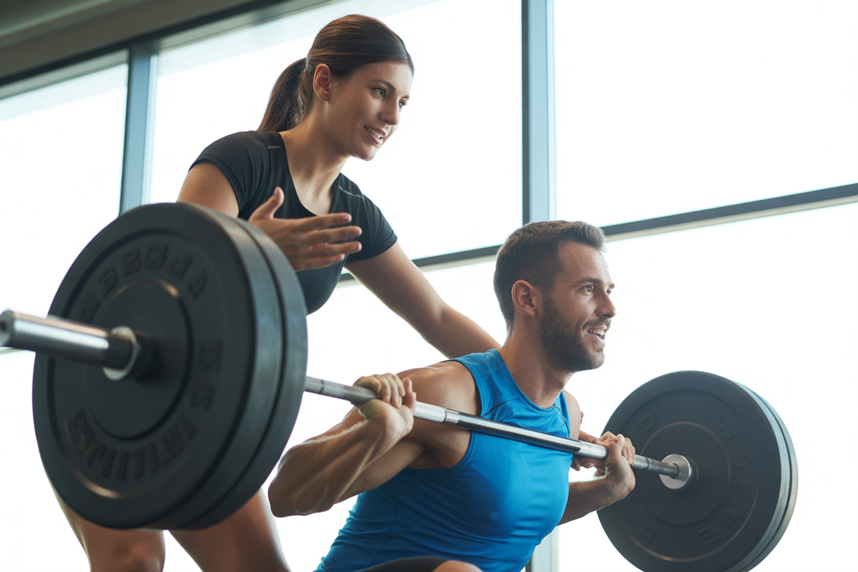 Imaginez un coach en train de motiver son client pendant un exercice difficile, voilà l'image parfaite du soutien et de la responsabilité.