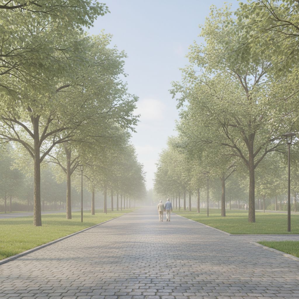 Vue paisible du Parc du Bourget à Lausanne, un lieu idéal pour la marche quotidienne des seniors actifs.