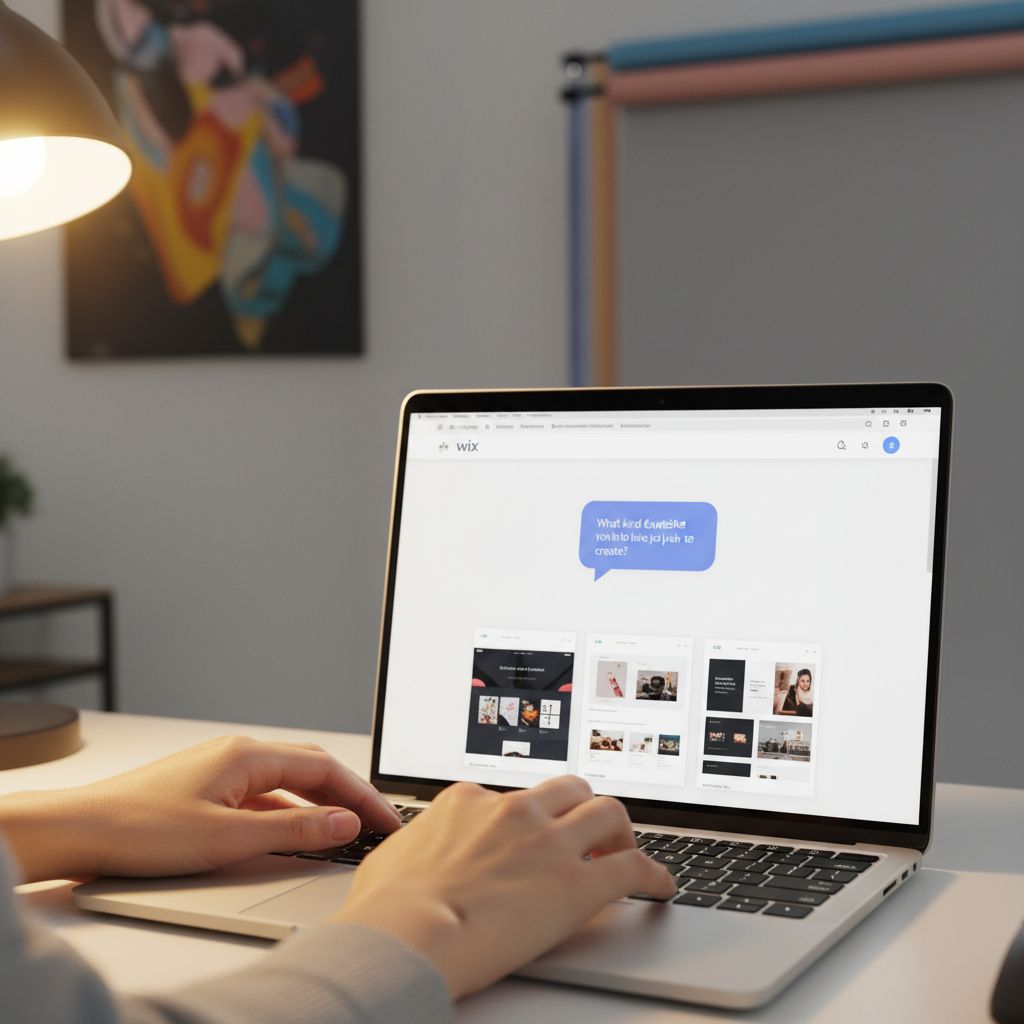 A peek at the Wix AI chat, where a user asks for a 'freelance photography business' website and the AI immediately suggests some cool layouts.