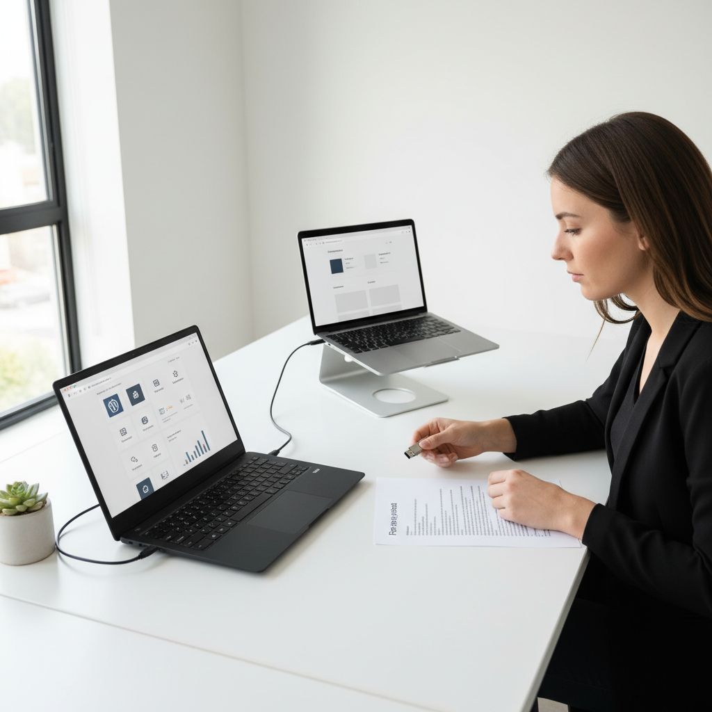 A simple flow chart showing the process: 1. Give ZipWP AI a prompt. 2. The AI builds a WordPress site. 3. You export the site files. 4. You import it to your own WordPress hosting.