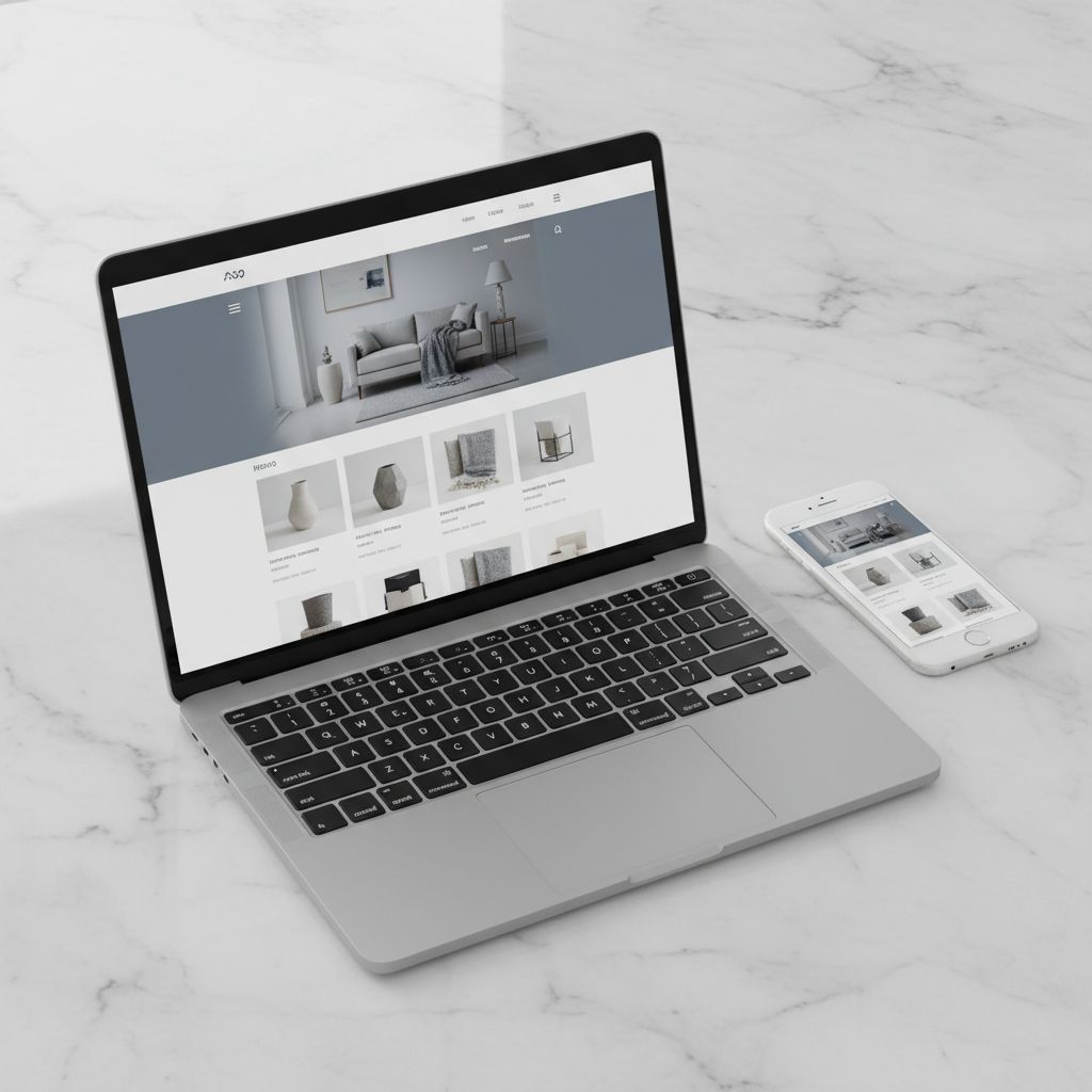 An example of a website's desktop layout compared to its perfectly adapted and responsive mobile layout.
