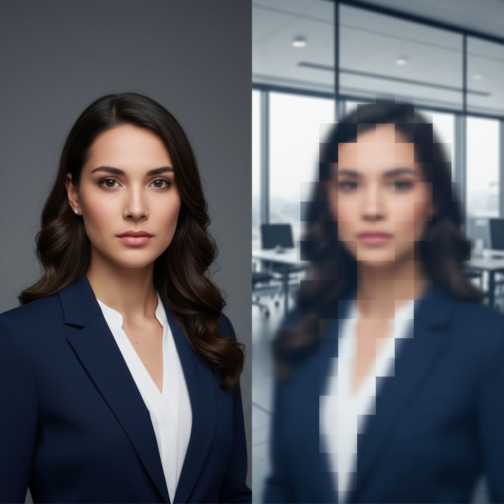 Comparaison côte à côte d'une photo CV de haute qualité, nette et bien cadrée, et d'une photo de basse qualité, floue et pixellisée.