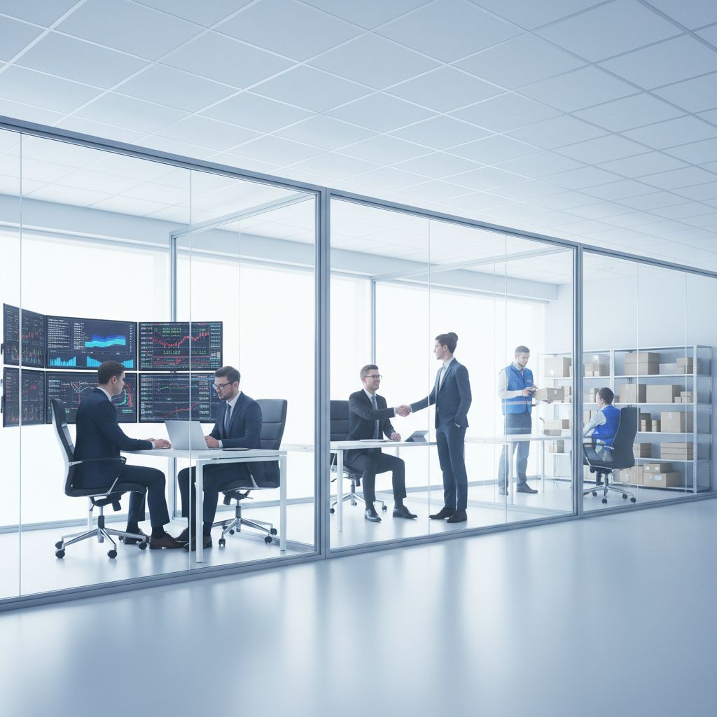 Visual icons representing different fields where AI can be applied: finance, legal, HR, logistics