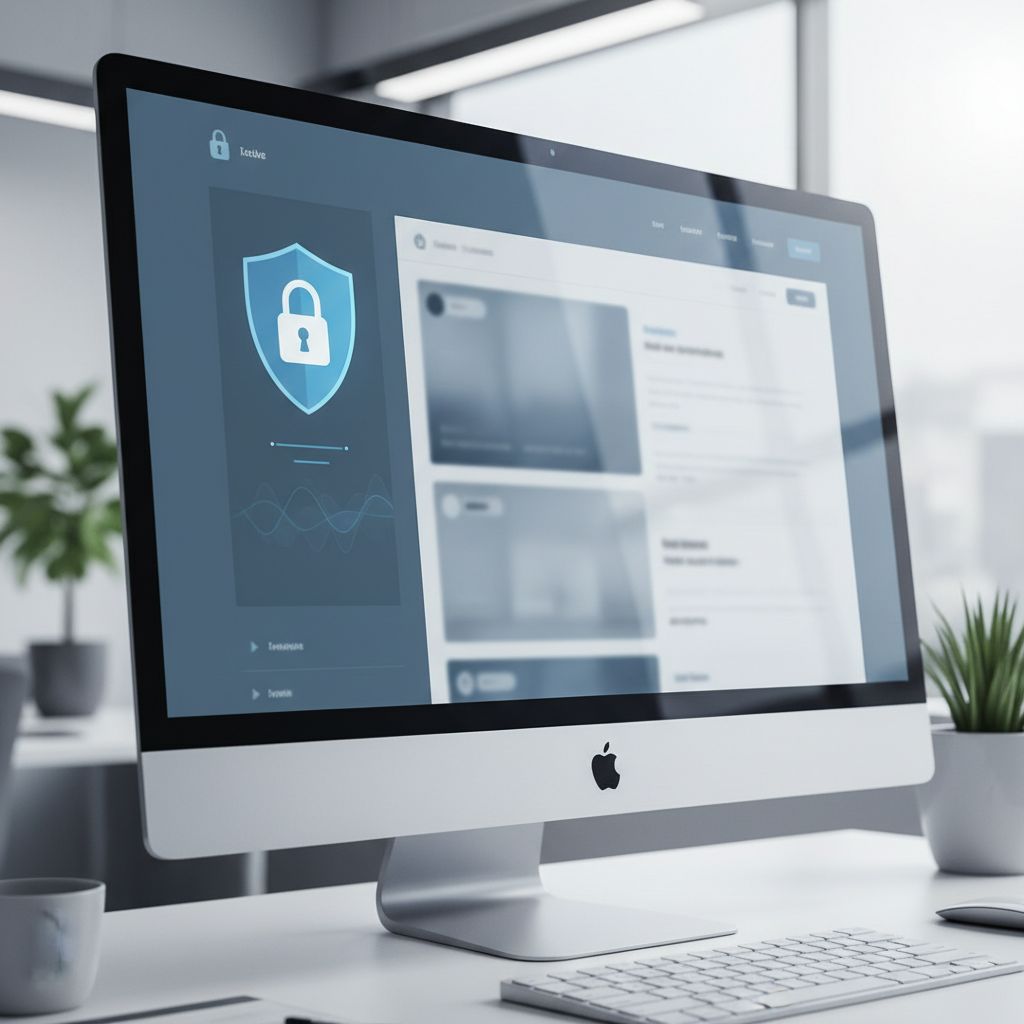 A digital padlock icon overlaid on a modern website design, symbolizing website security and data privacy.
