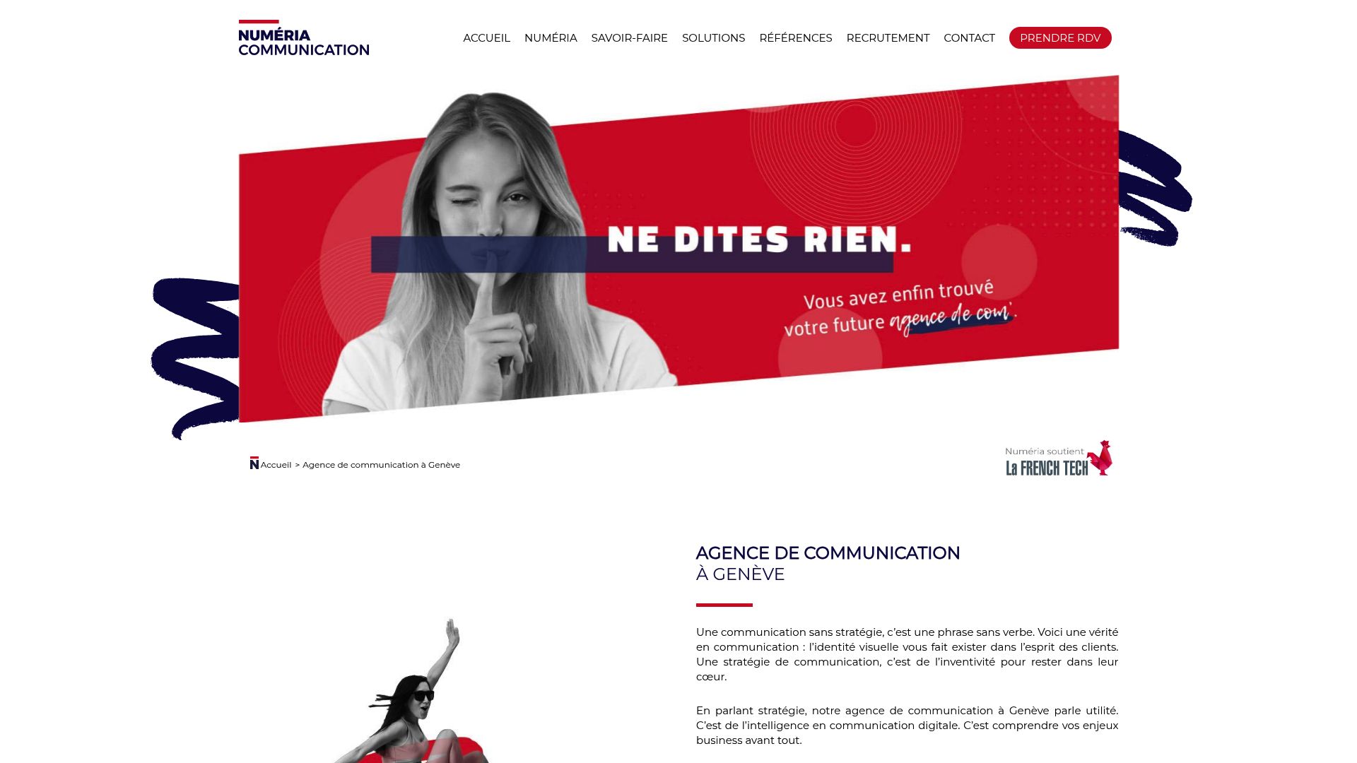 Capture d'écran de la page d'accueil du site web de Numéria Communication.