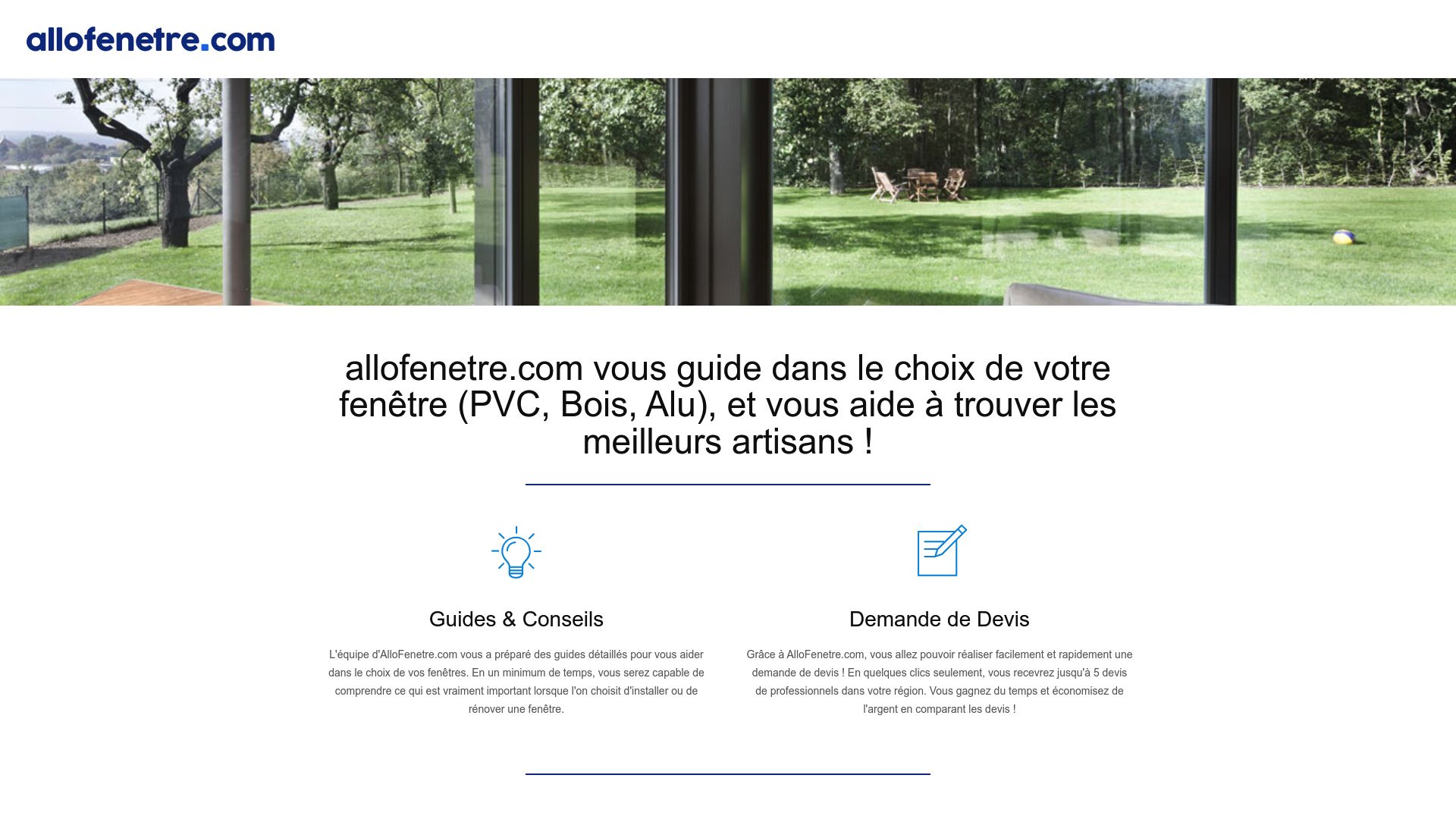 Capture d'écran de l'en-tête du site Allofenetre.com, montrant leur section dédiée aux volets roulants Velux.
