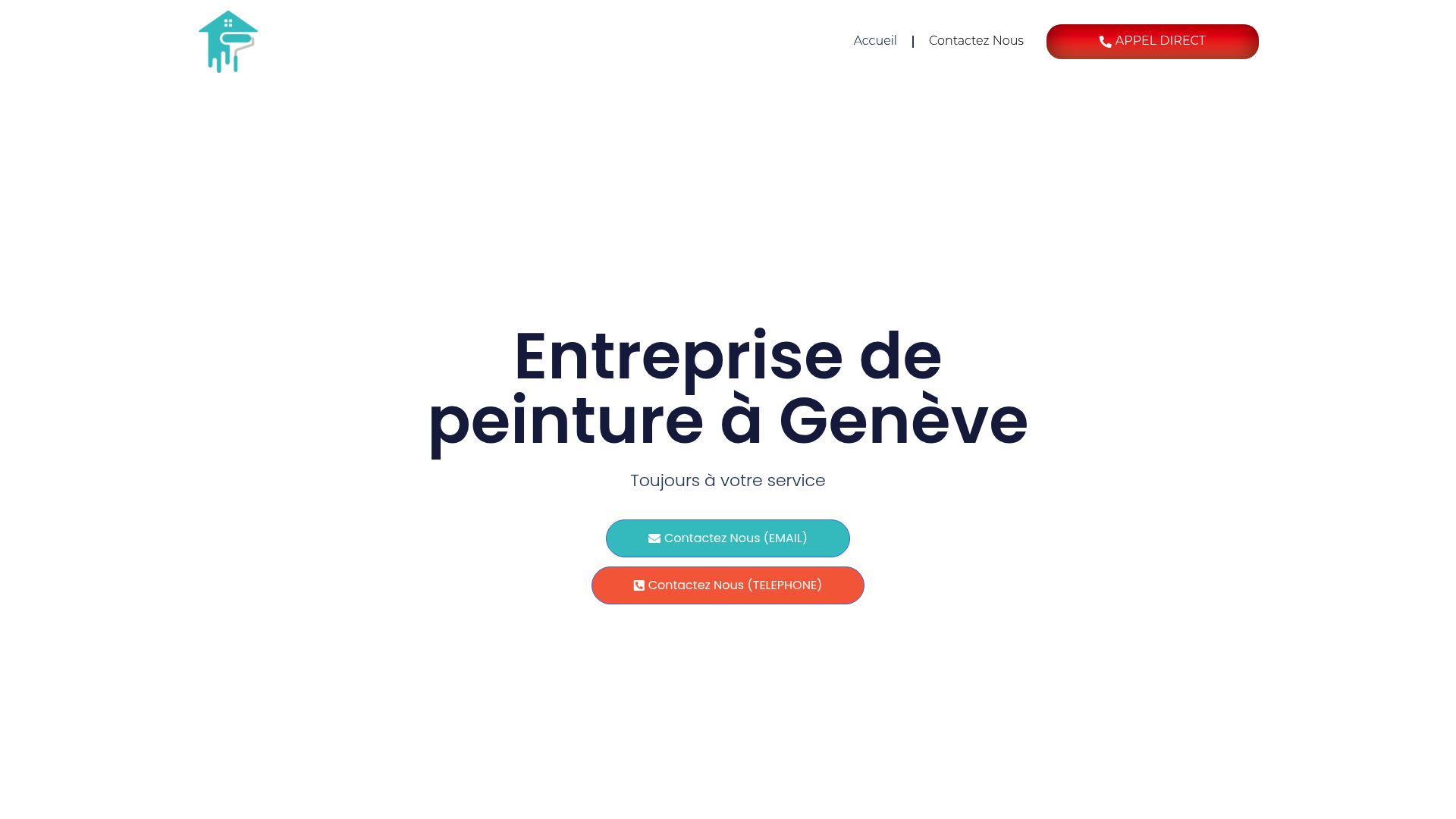 Capture d'écran de la page d'accueil du site entreprise-peinture-geneve.ch, montrant un exemple de présentation professionnelle dans le secteur de la peinture à Genève.