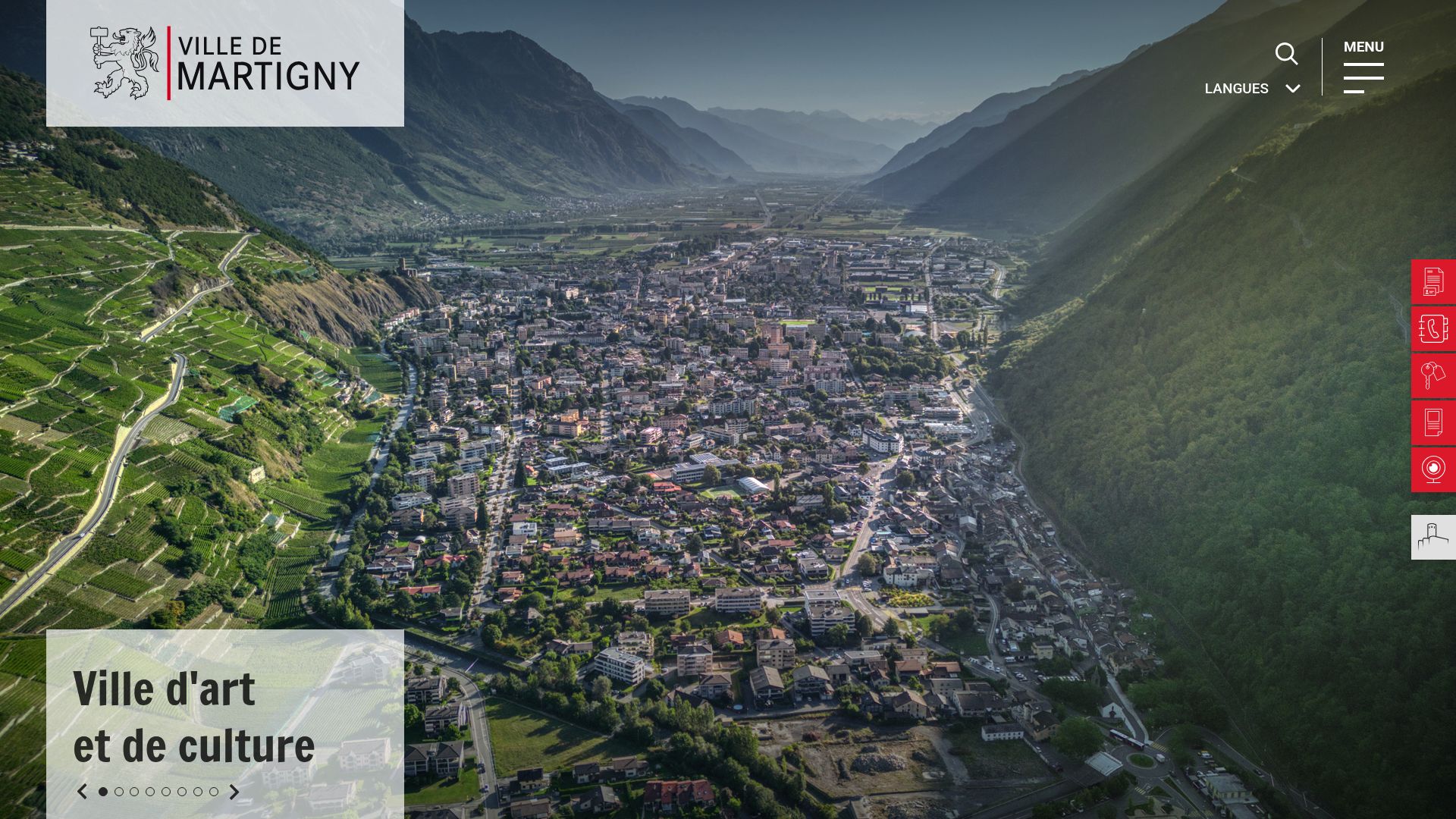 Un aperçu de la page d'accueil du site de Martigny, là où vous trouverez toujours les dernières infos.