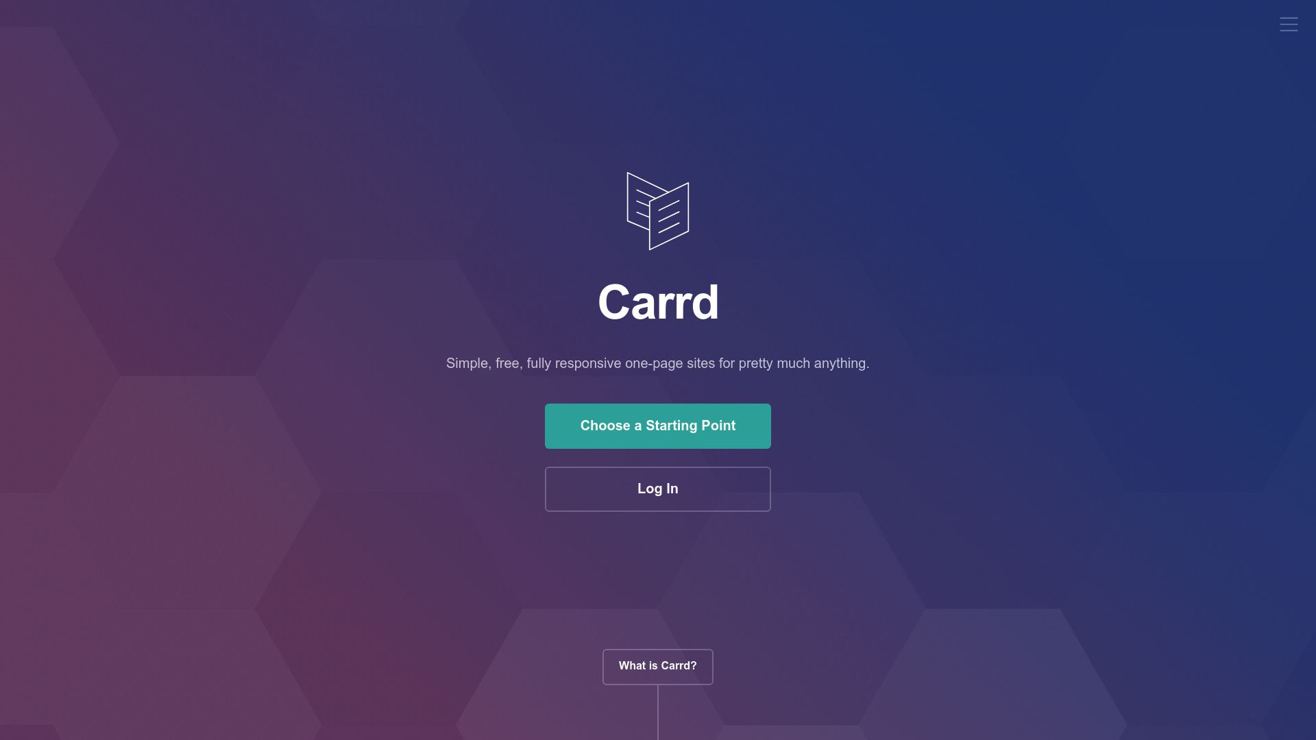 Screenshot of the Carrd.co homepage, a tool for creating simple one-page websites