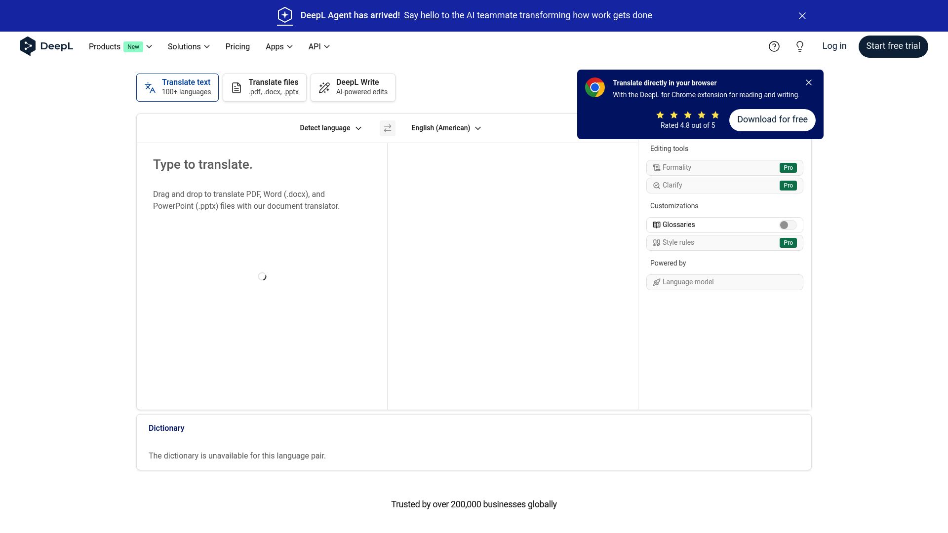 Capture d'écran de l'interface du traducteur en ligne DeepL, montrant son utilisation pour une traduction du russe vers le français.