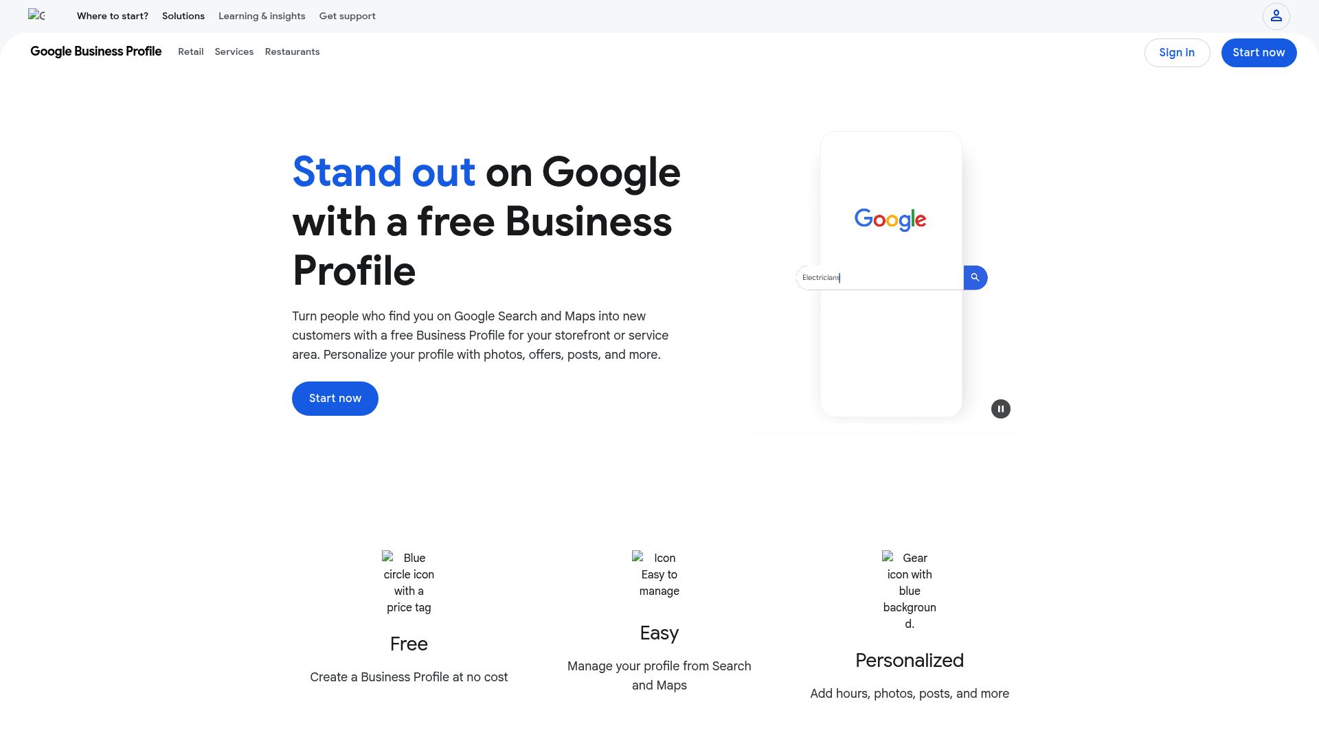 Capture d'écran de l'interface de Google Business Profile, montrant comment un commerce peut gérer ses informations en ligne.