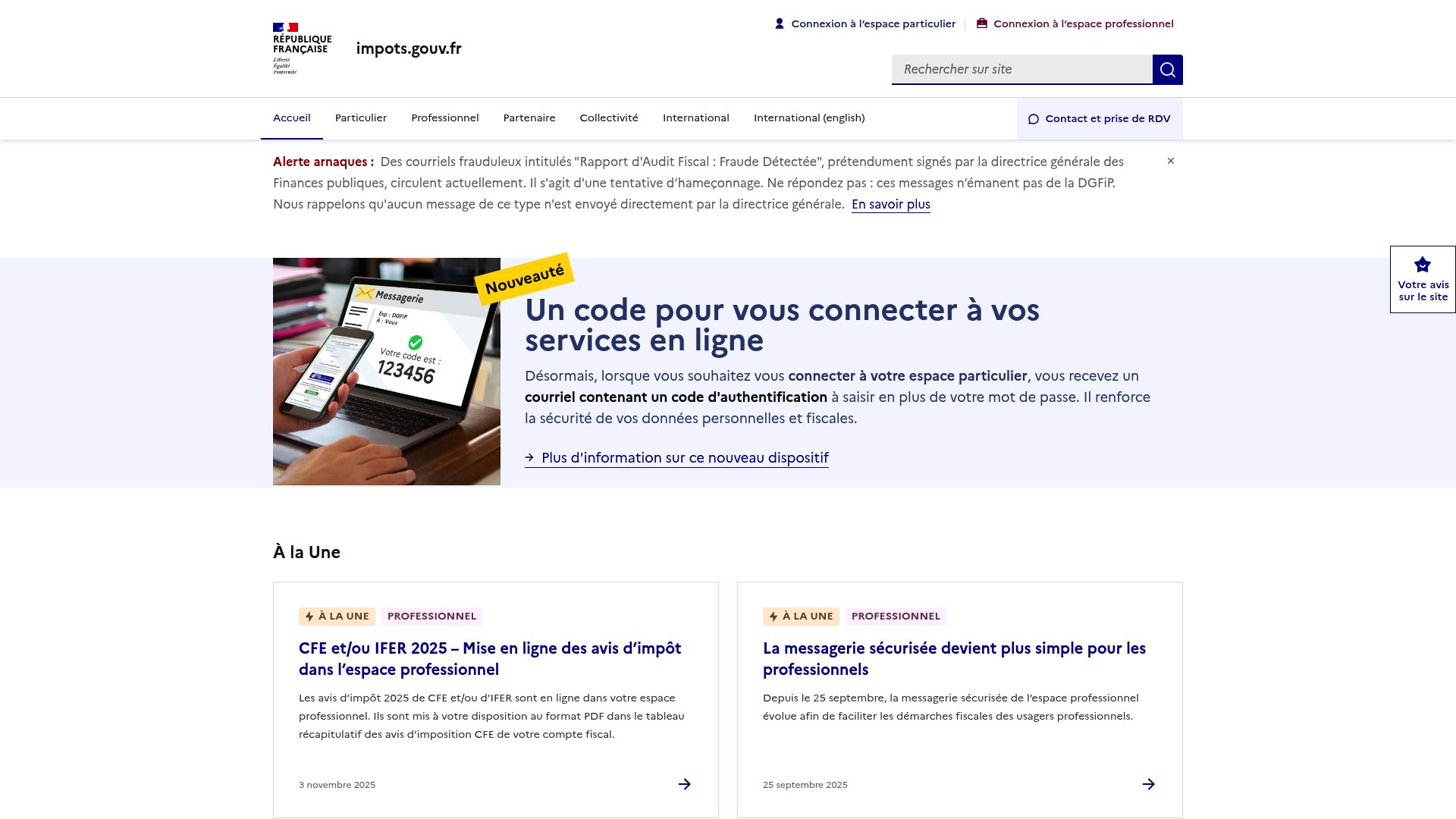 Screenshot of the Impots.gouv.fr website focusing on the real estate income declaration section