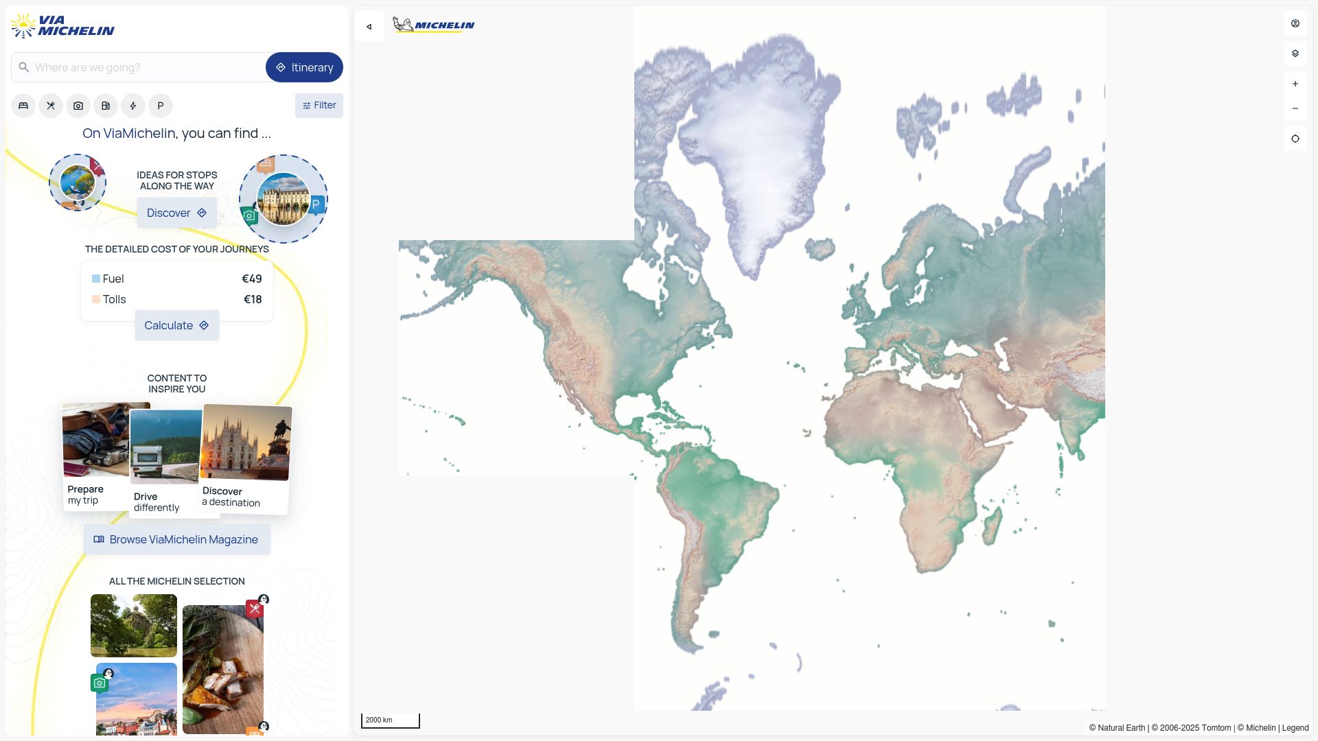 Screenshot of ViaMichelin route planner showing the map between Geneva and Lausanne with traffic options enabled