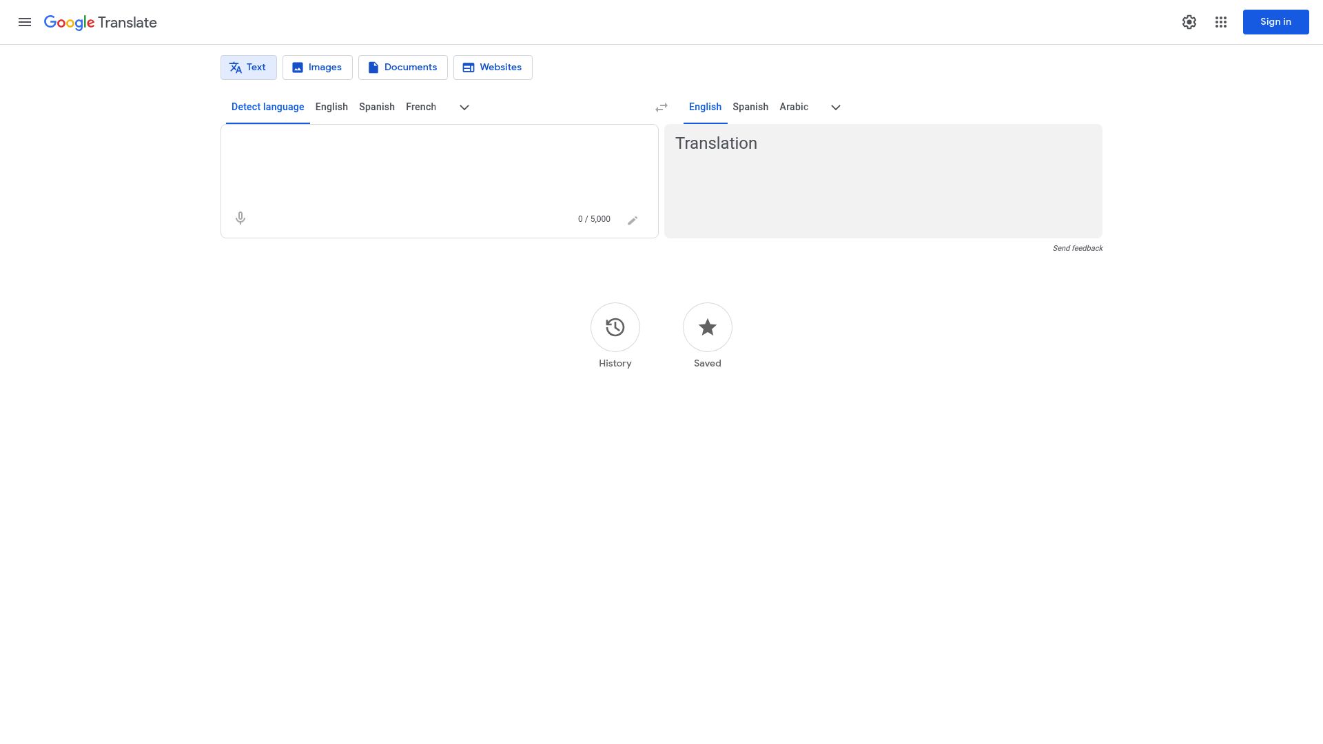 Google Translate mobile app interface showing camera translation feature