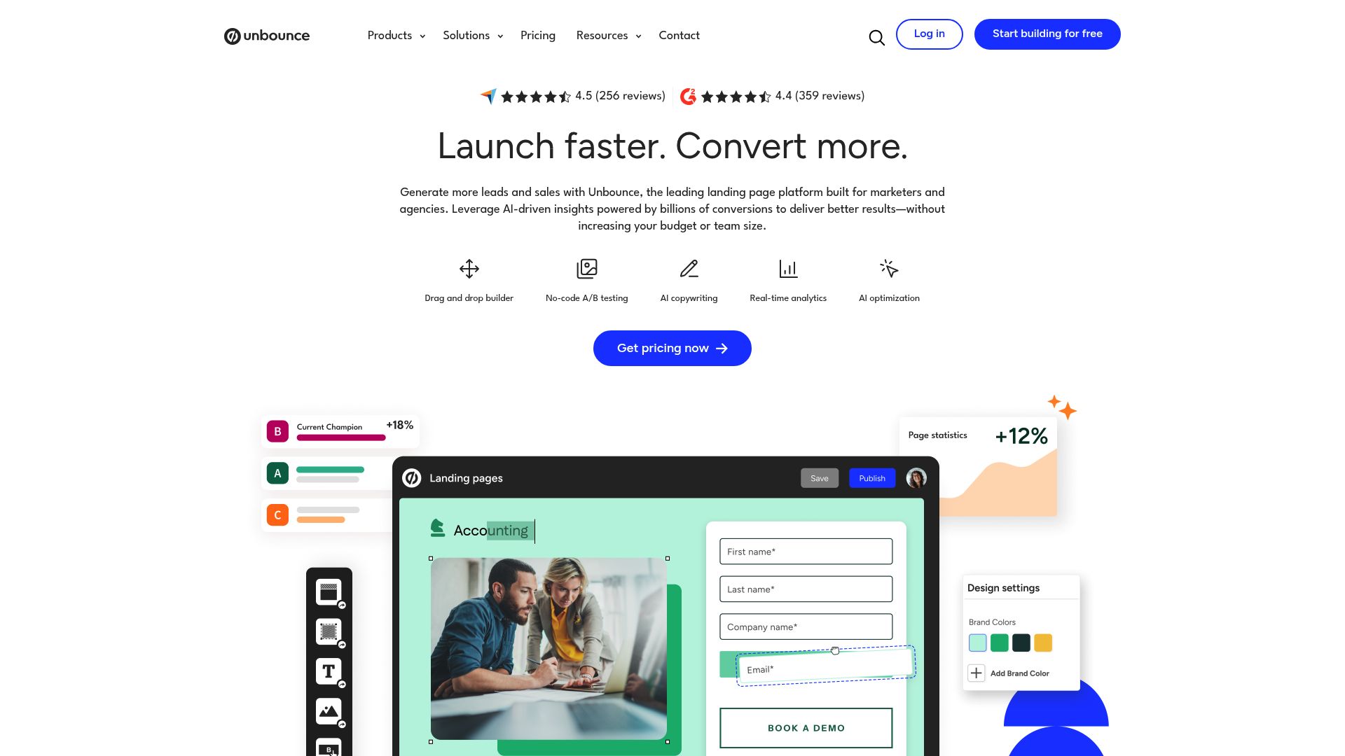 Screenshot of a high-converting landing page header focused on value proposition