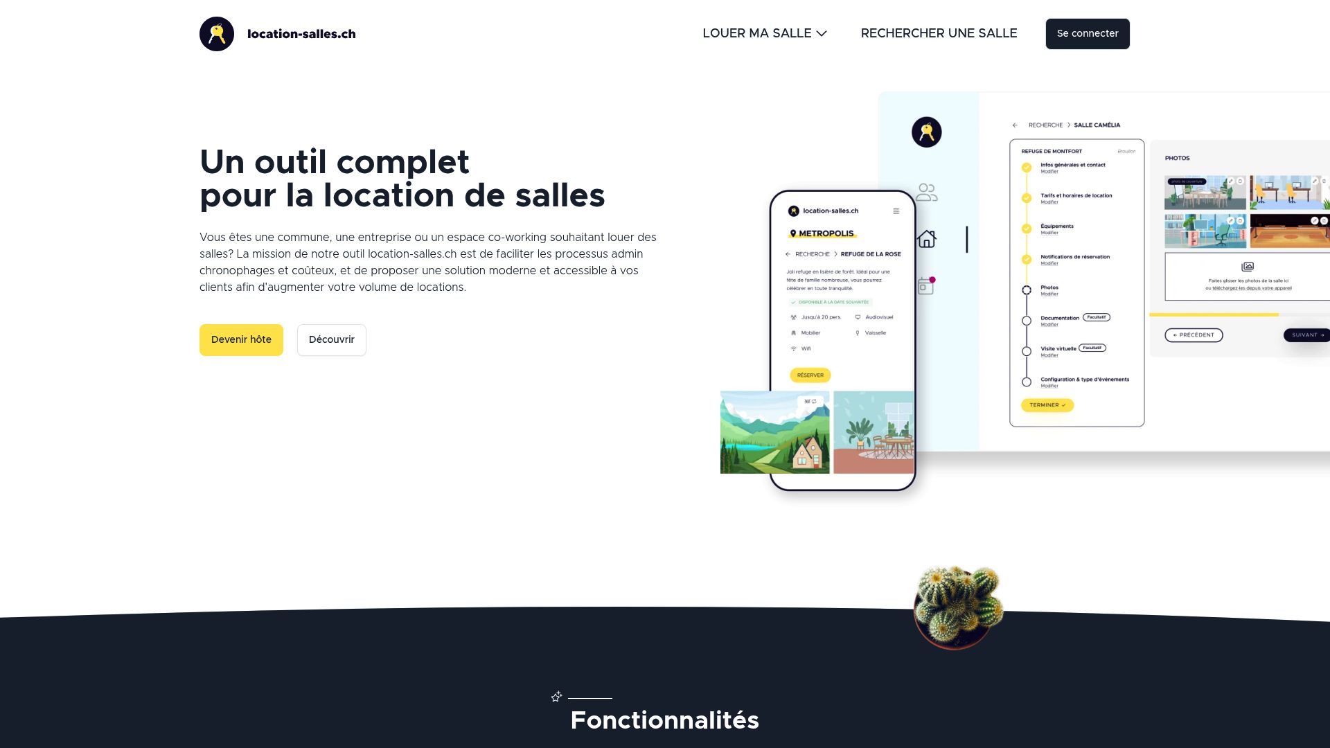 Screenshot of location-salles.ch showing search results for Echallens venues