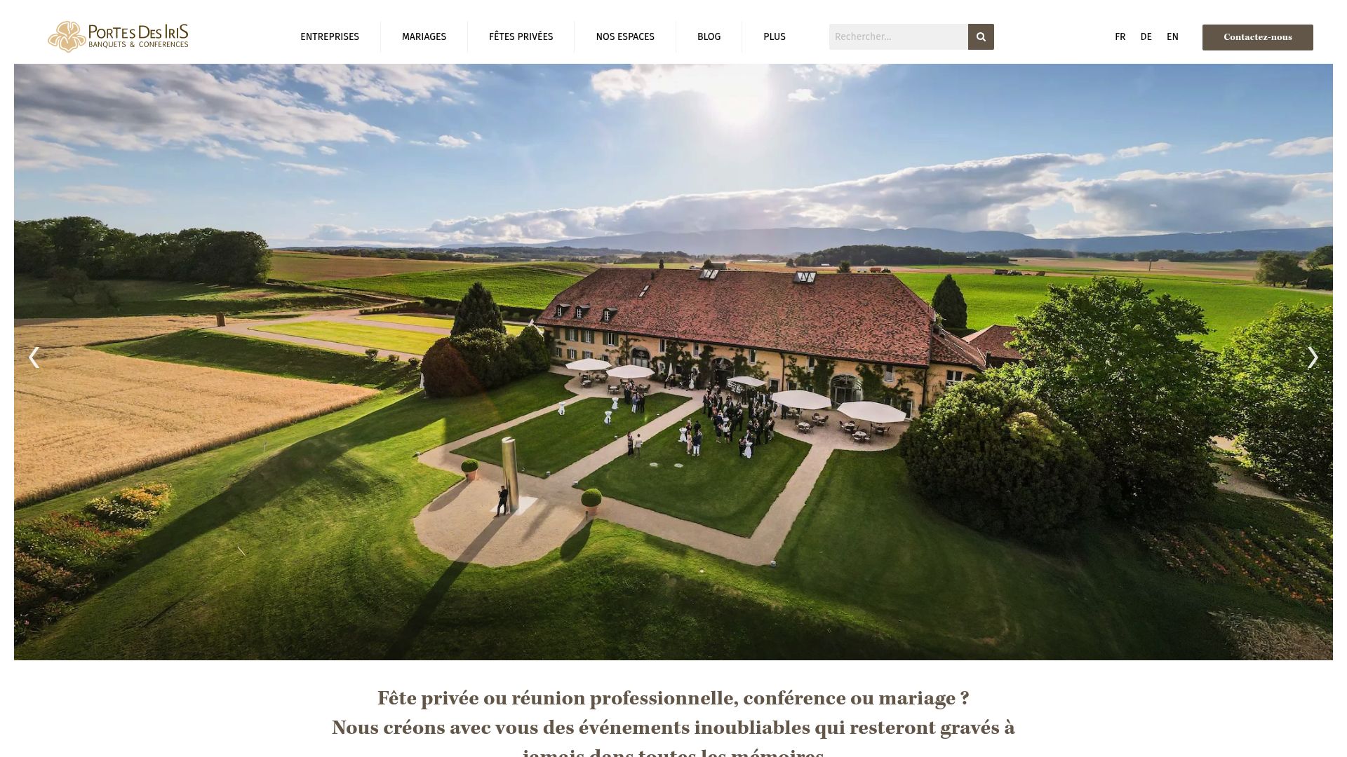 Screenshot of portesdesiris.ch homepage showcasing the beautiful estate