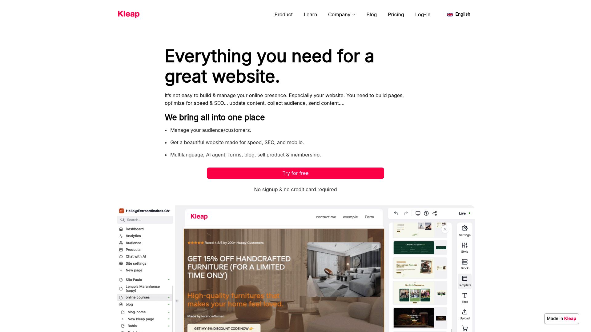 Side by side comparison of two nearly identical websites created by generic AI builders