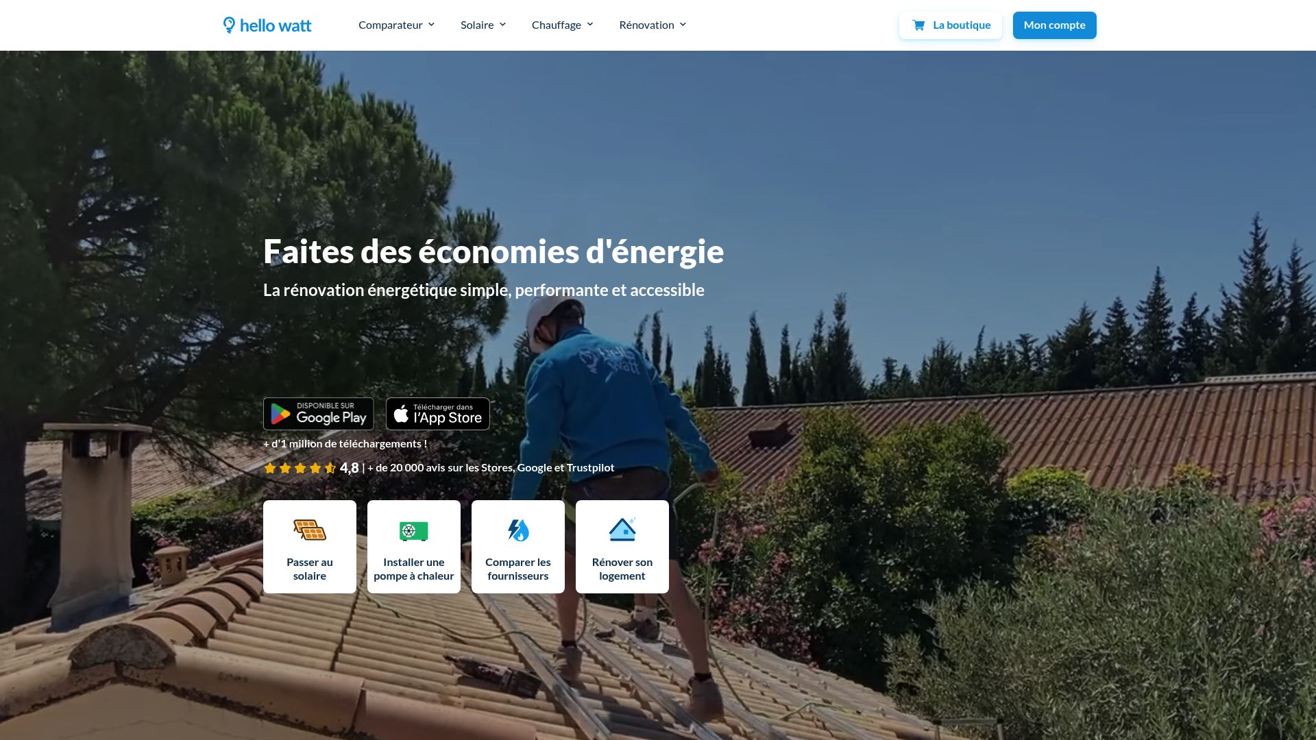 screenshot of hellowatt.fr website showing energy savings calculator or graph