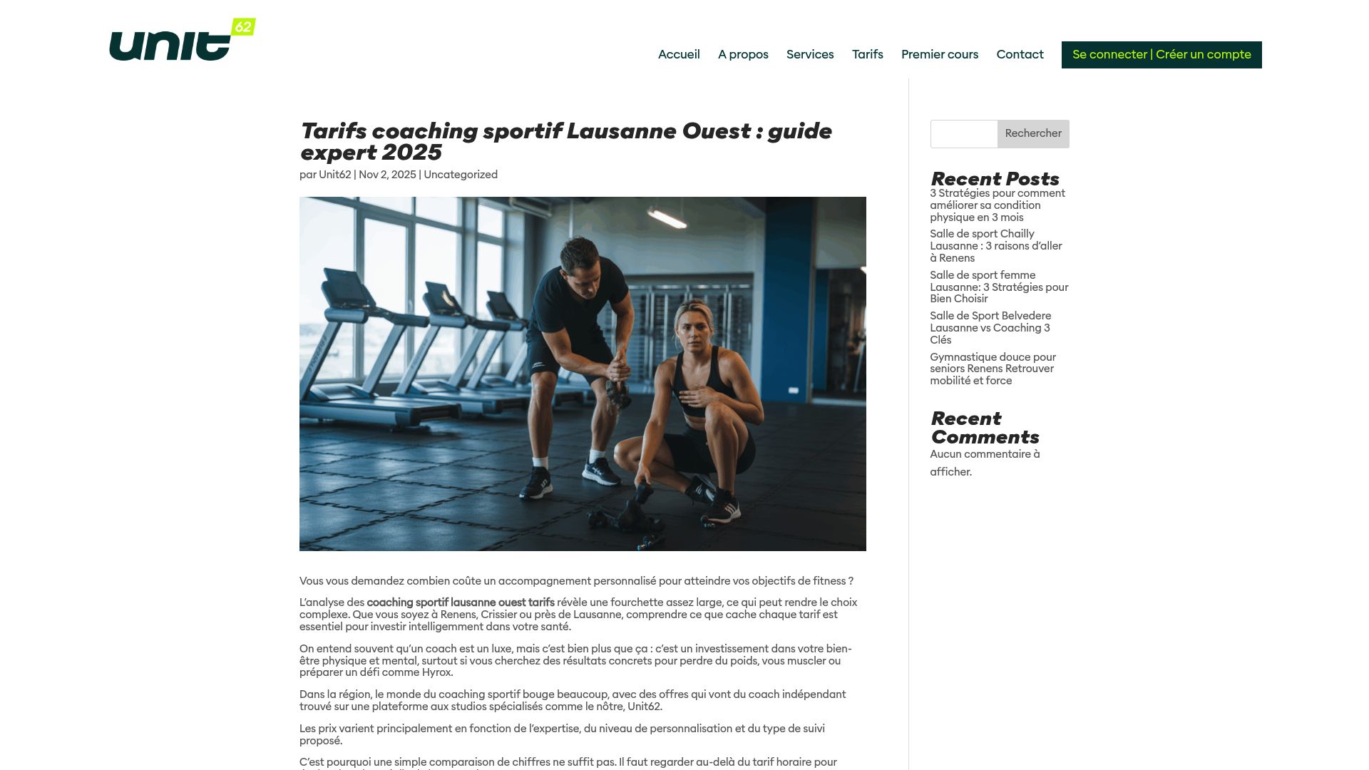 Screenshot of Unit62 pricing page showing different coaching tiers