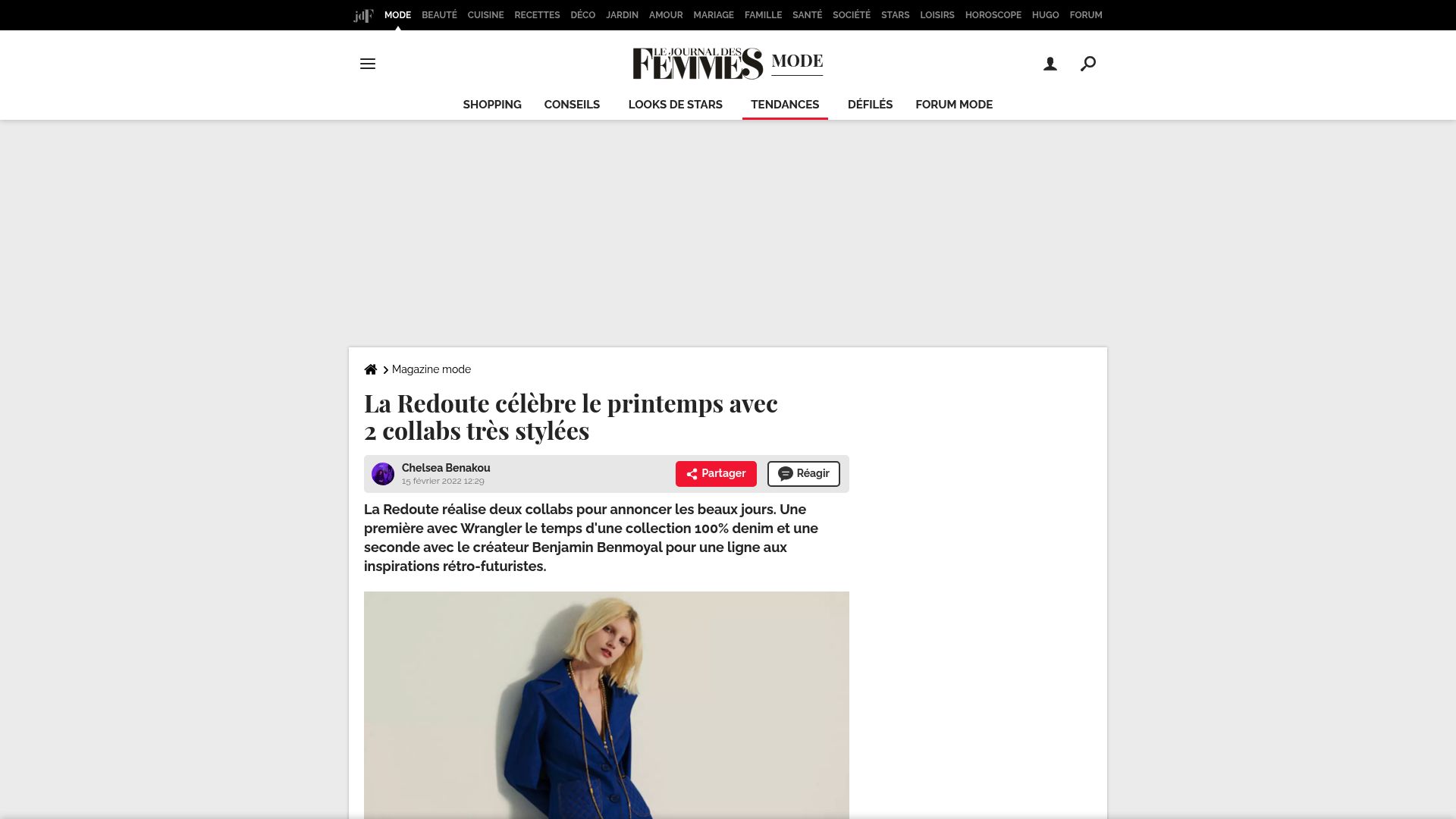 Screenshot of the Santé Journal des Femmes article discussing Enneagram definitions and 9 profile types.