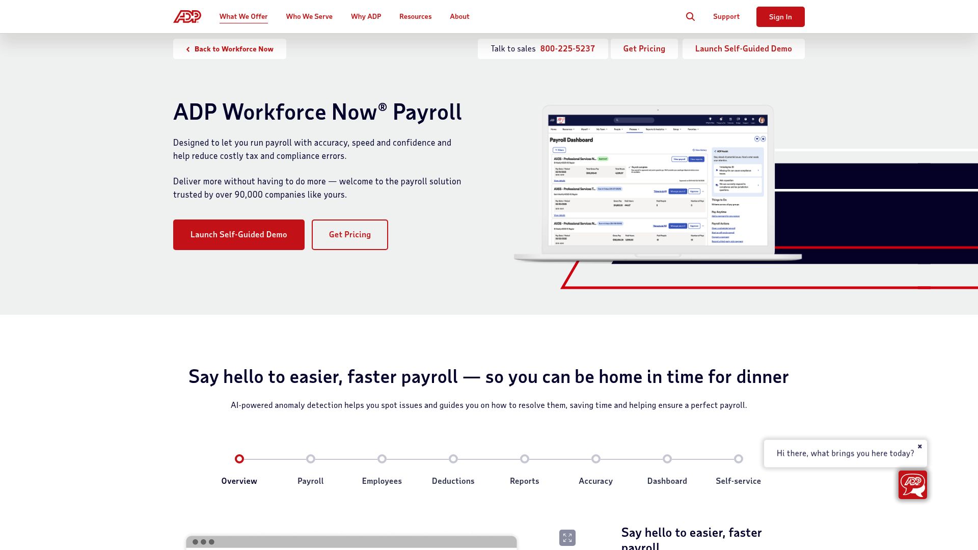 Screenshot of a payroll service pricing page showing different tiers and packages