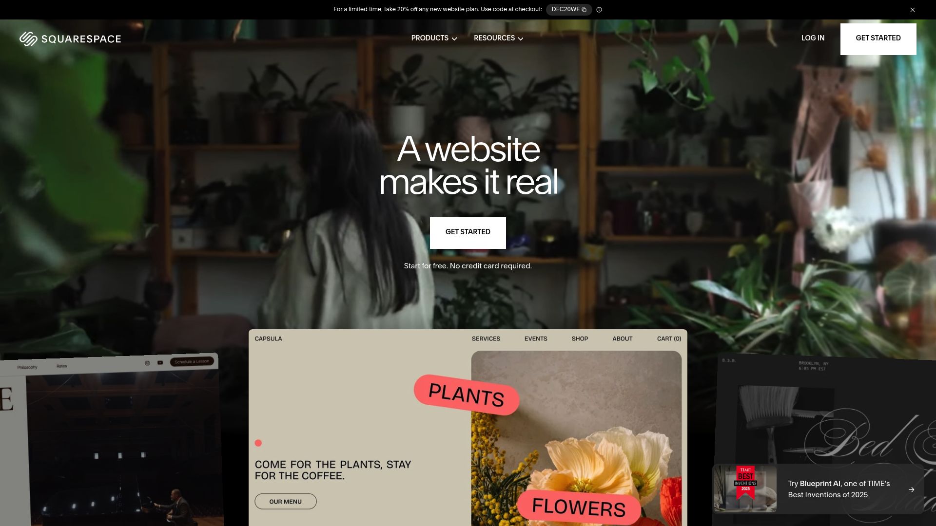 Squarespace template selection page focusing on portfolio designs