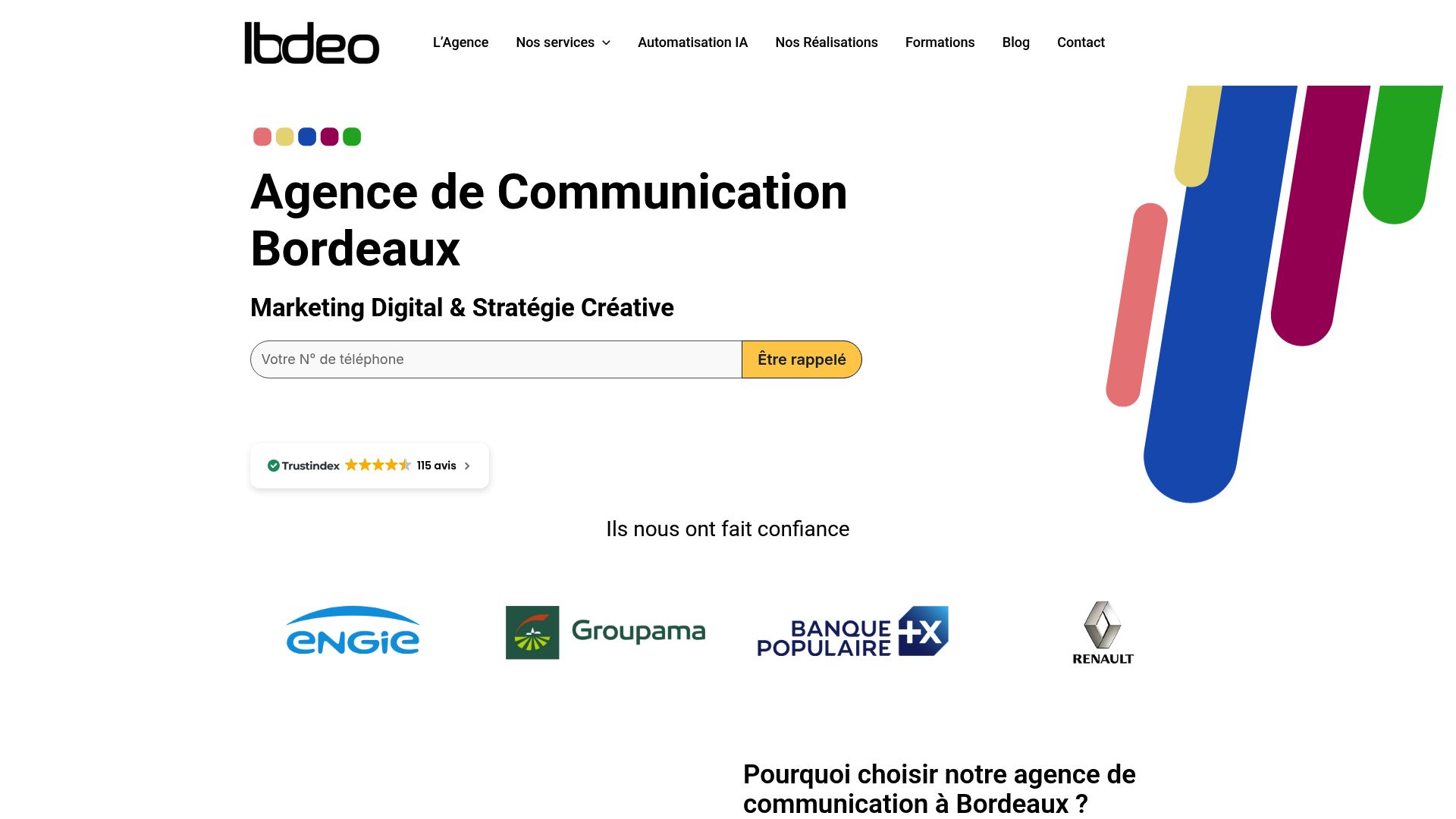 Screenshot of ibdeo.fr showcasing their web development services