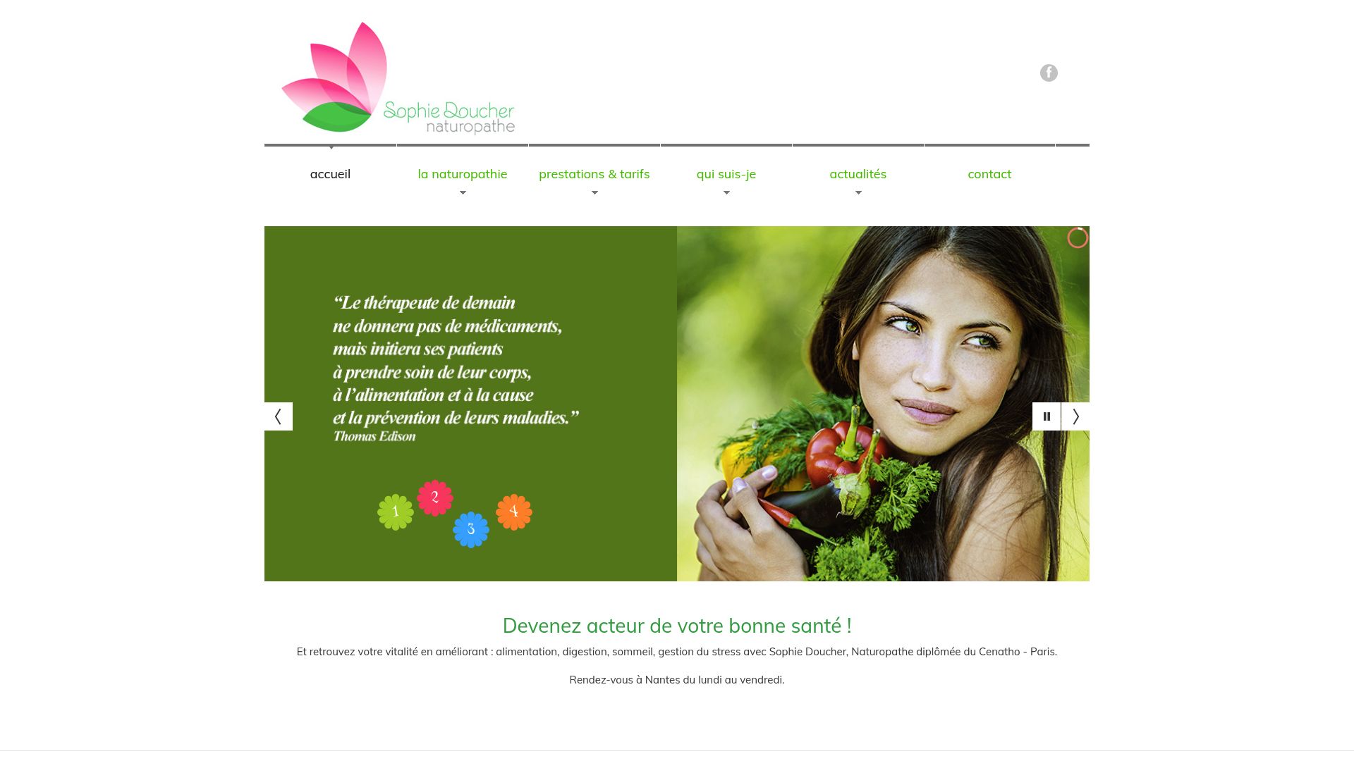 Screenshot of naturopath website showing holistic nutrition approach