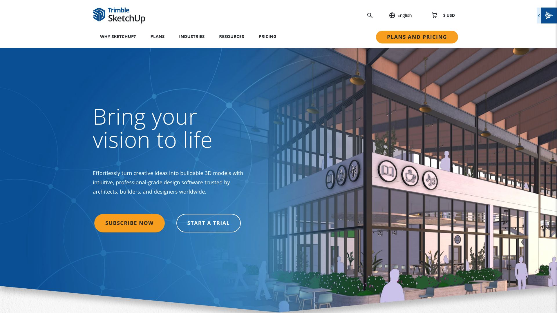 Screenshot of SketchUp software interface showing a 3D model of a scandinavian kitchen with wooden textures