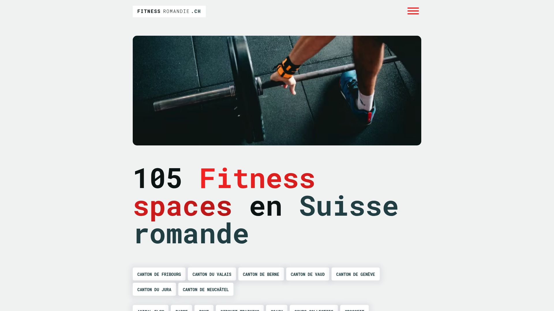Screenshot of fitness-romandie.ch homepage showing the directory of coaches