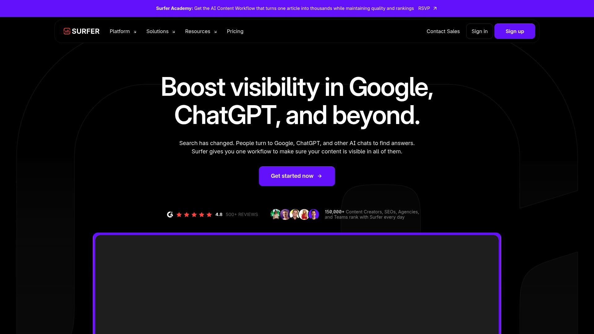 Surfer SEO content editor interface showing content score and keyword suggestions