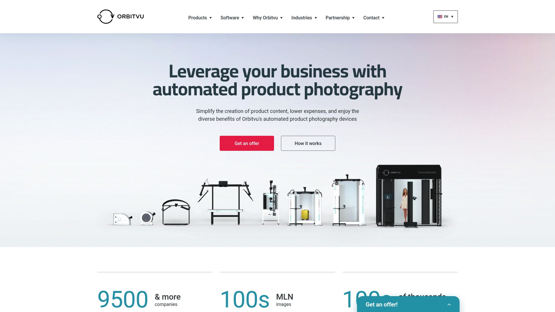 Orbitvu website screenshot showing automated product photography solutions
