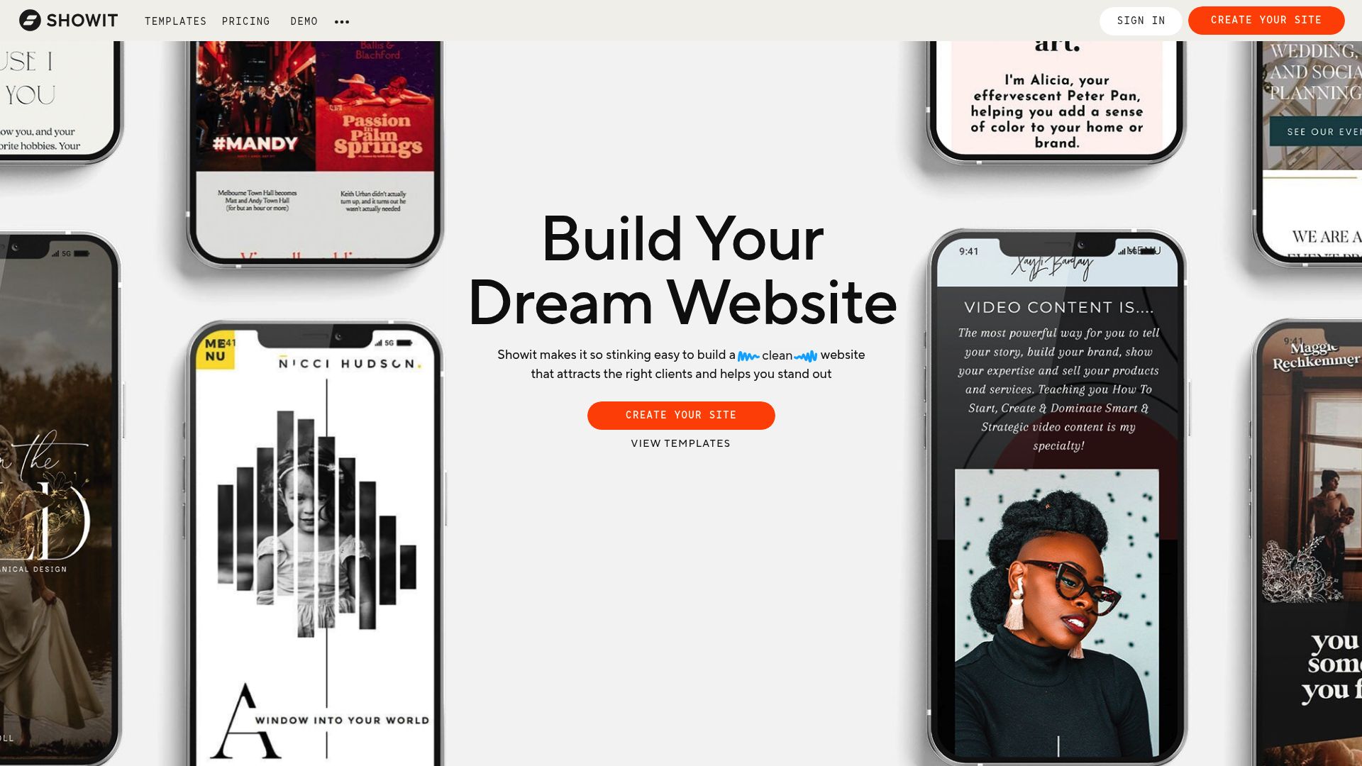 Screenshot of Showit interface demonstrating the mobile and desktop dual editor