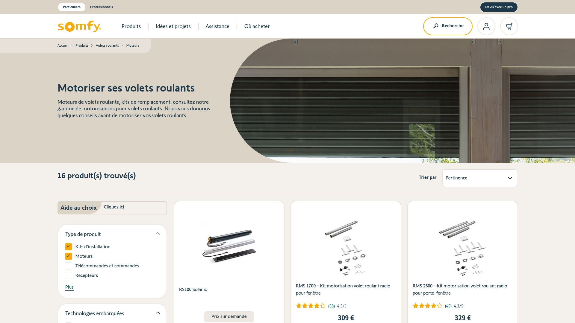 Somfy TaHoma switch interface on smartphone controlling blinds