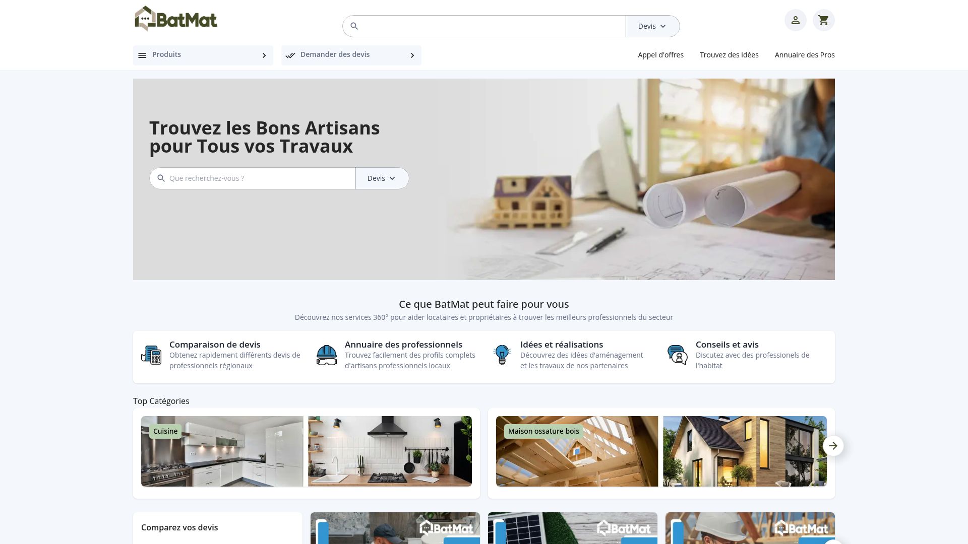 Tableau comparatif des prix de rénovation de façade affiché sur le site web batmat.ch