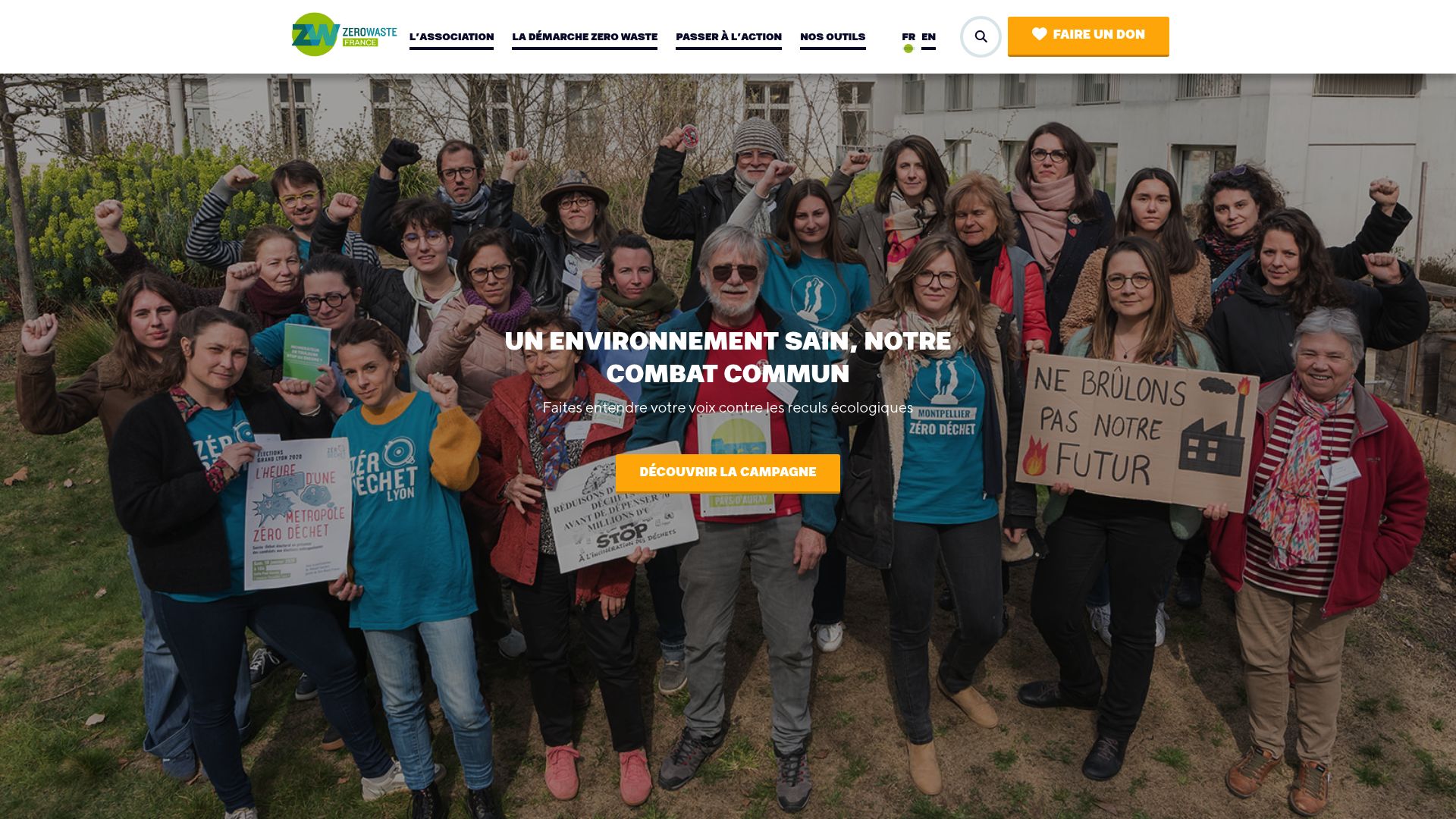 Screenshot of the Zero Waste France website homepage highlighting their methodology guides.