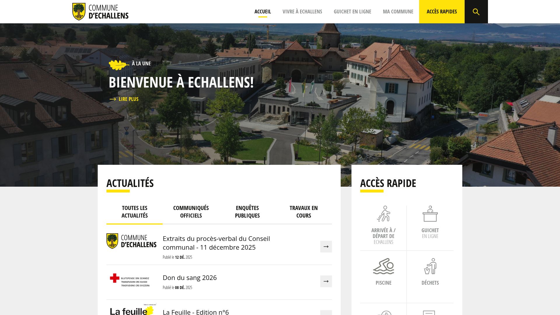 Homepage of Cellier Echallens website showing wine bottles and elegant interior